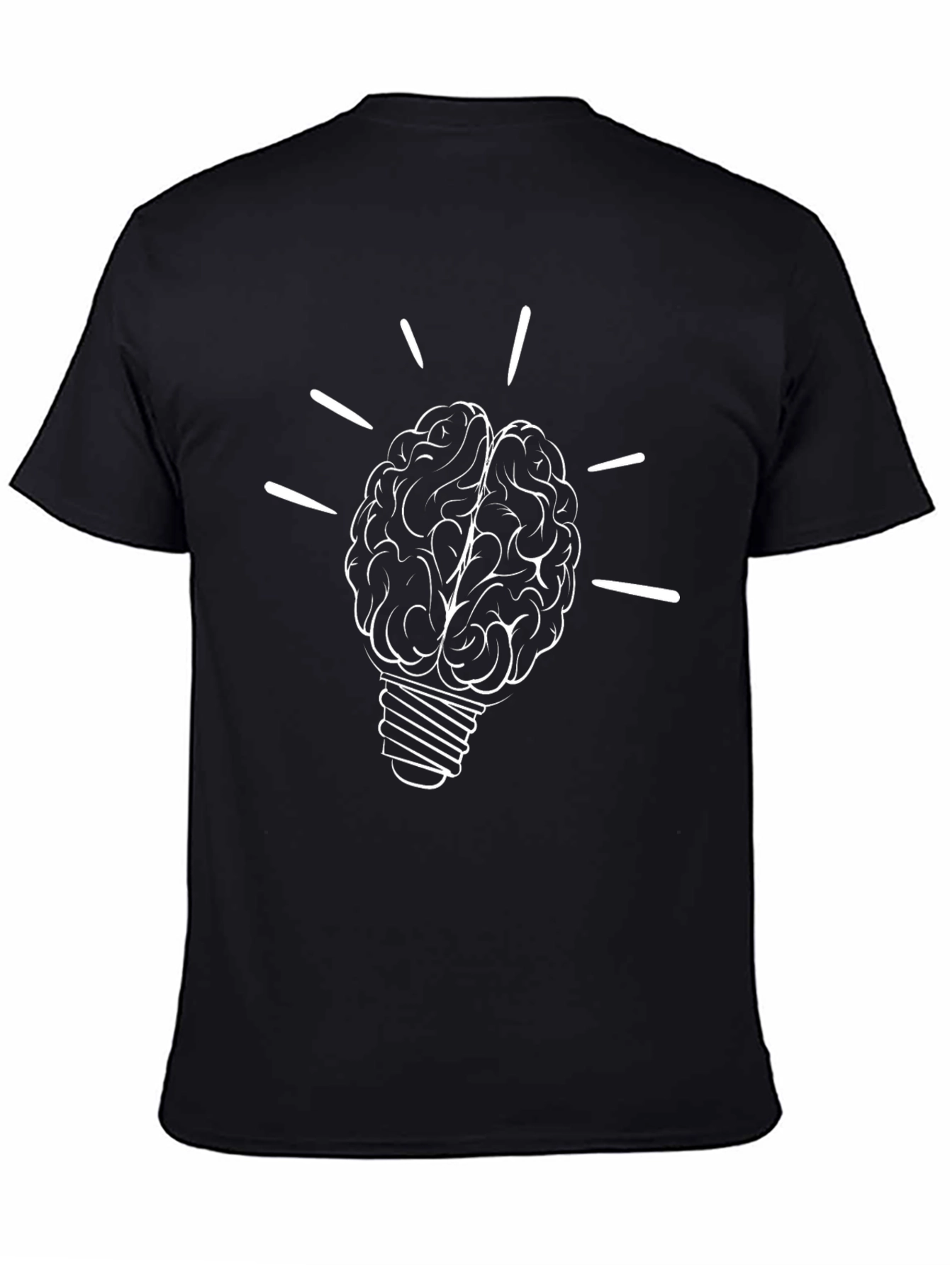 Brain Lightbulb Graphic Tee - Black