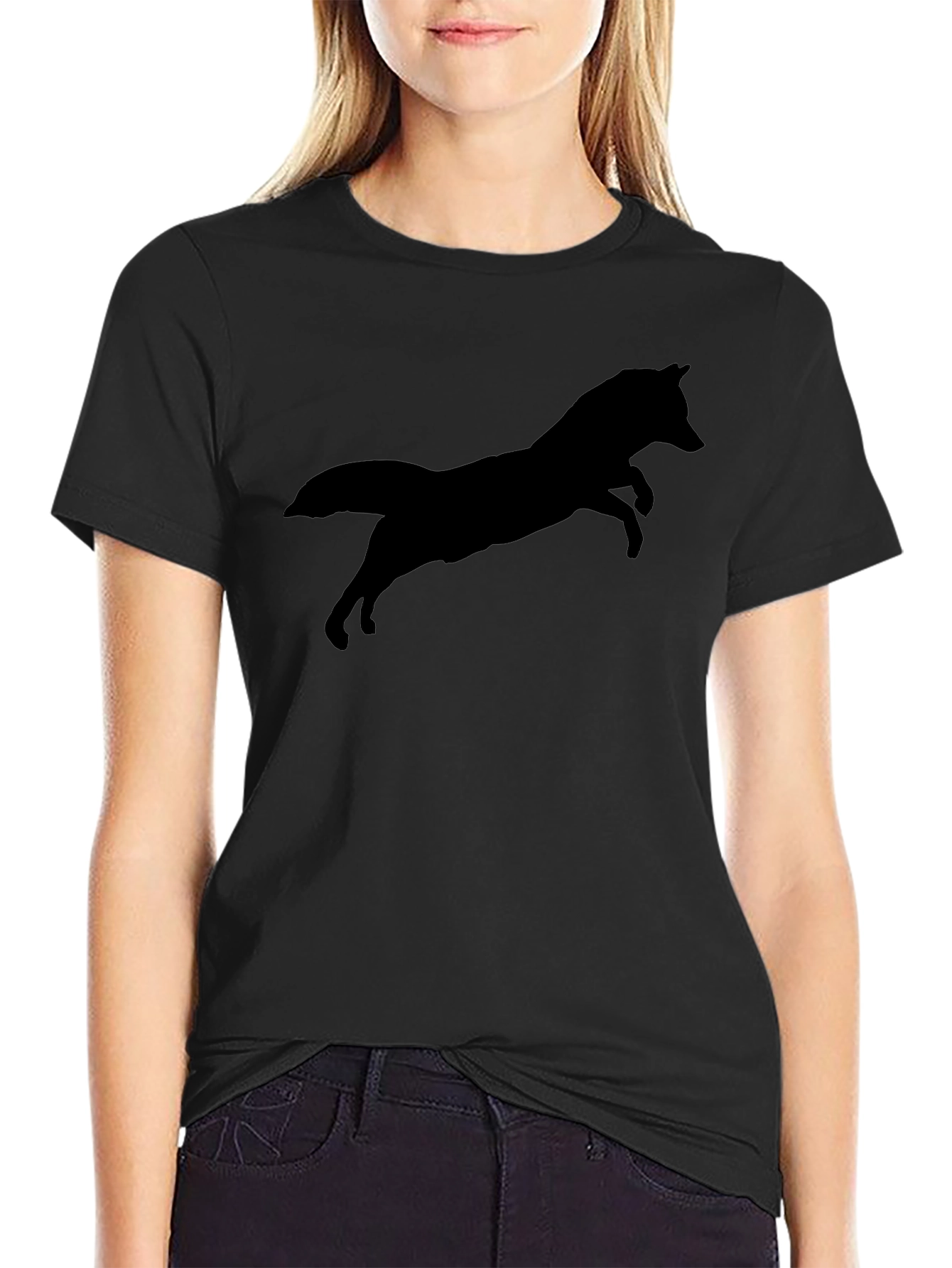 Black Fox Silhouette Mens T-Shirt