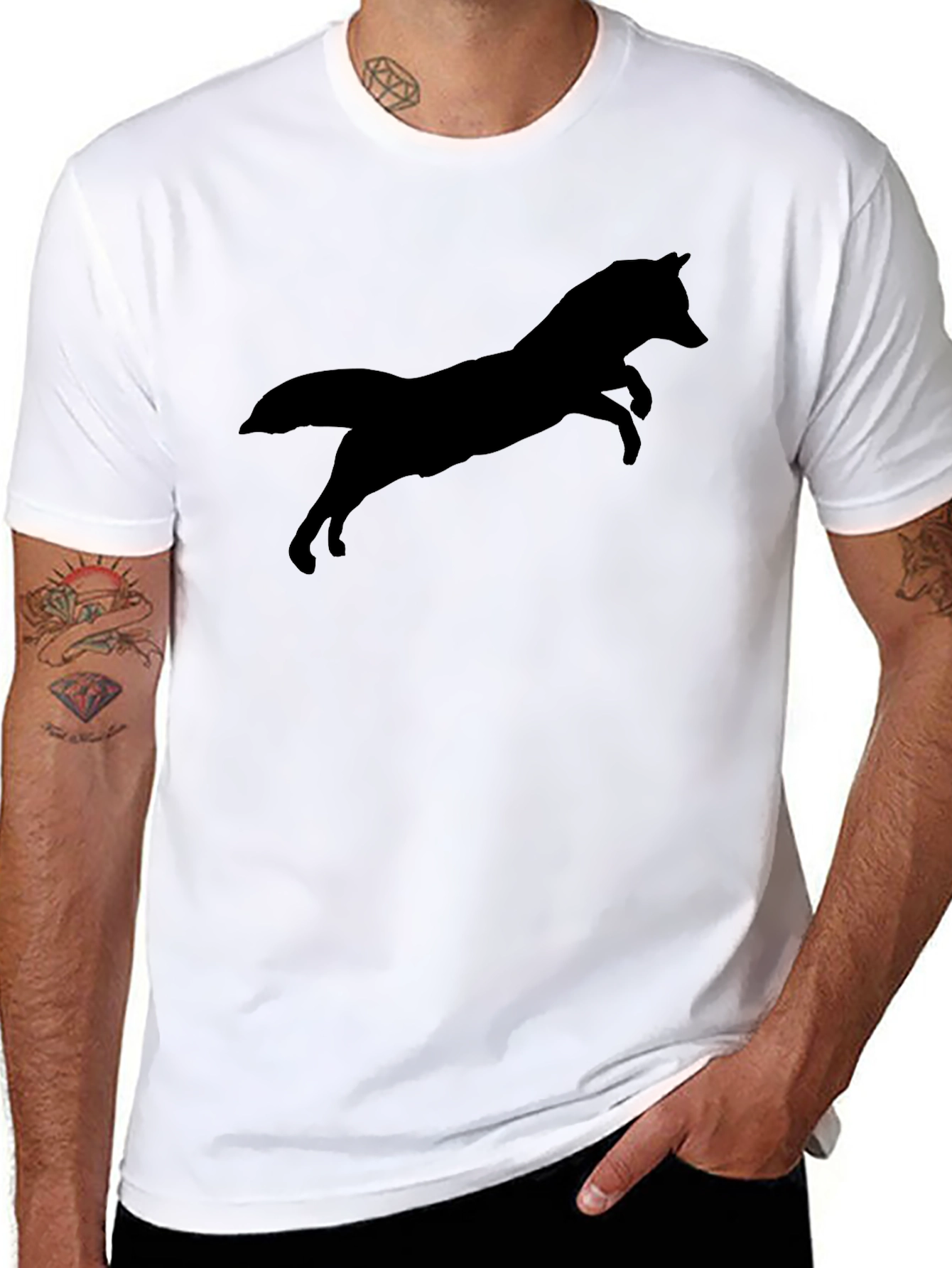 Black Fox Silhouette Mens T-Shirt
