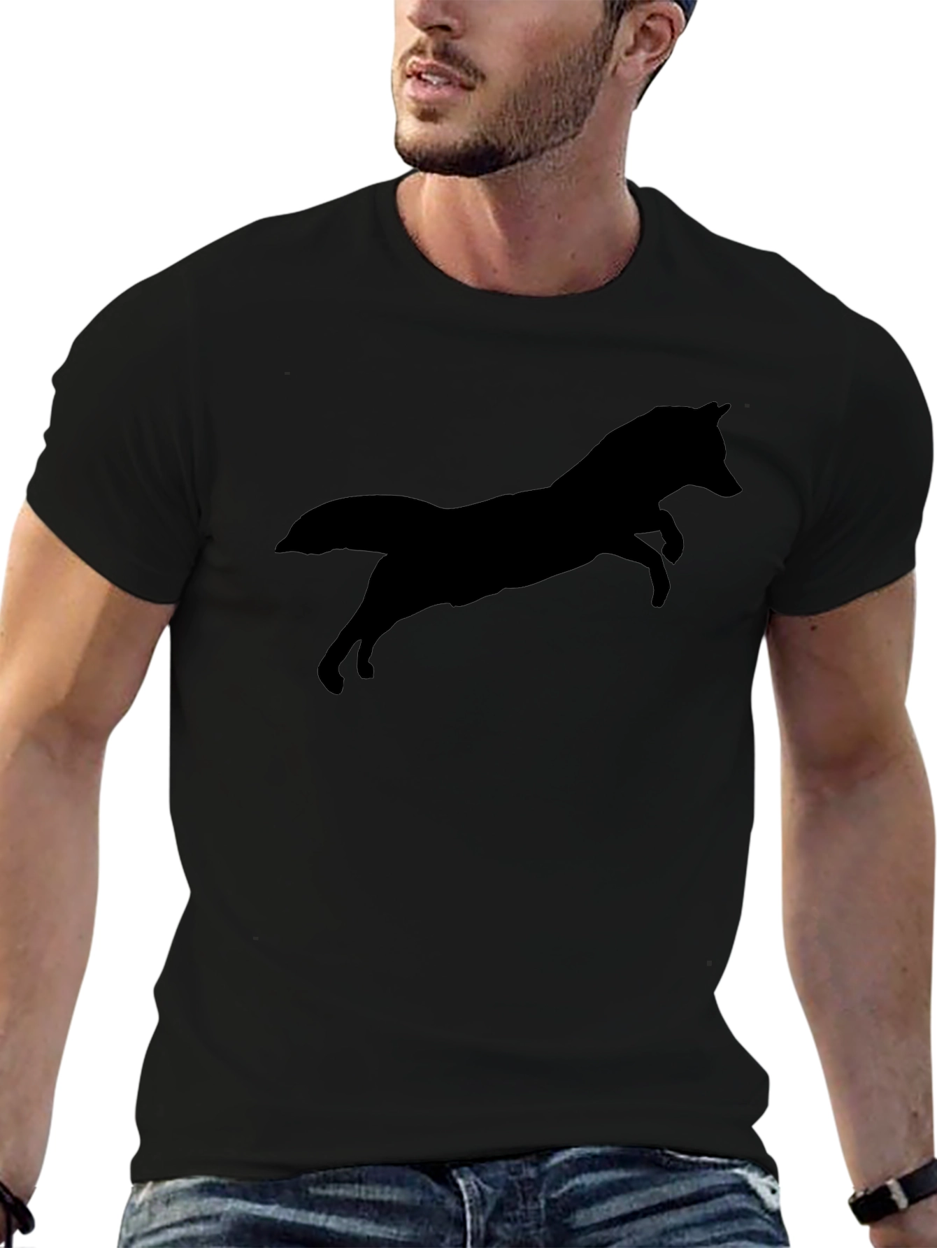 Black Fox Silhouette Mens T-Shirt