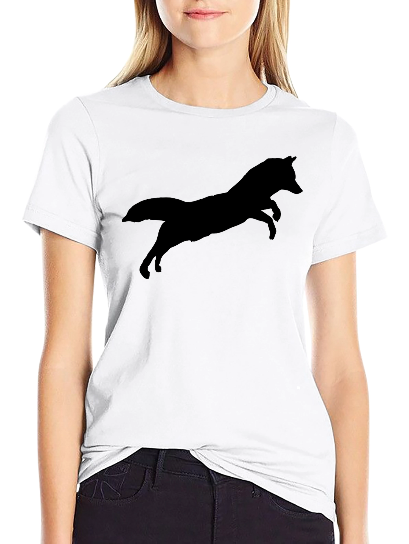Black Fox Silhouette Mens T-Shirt