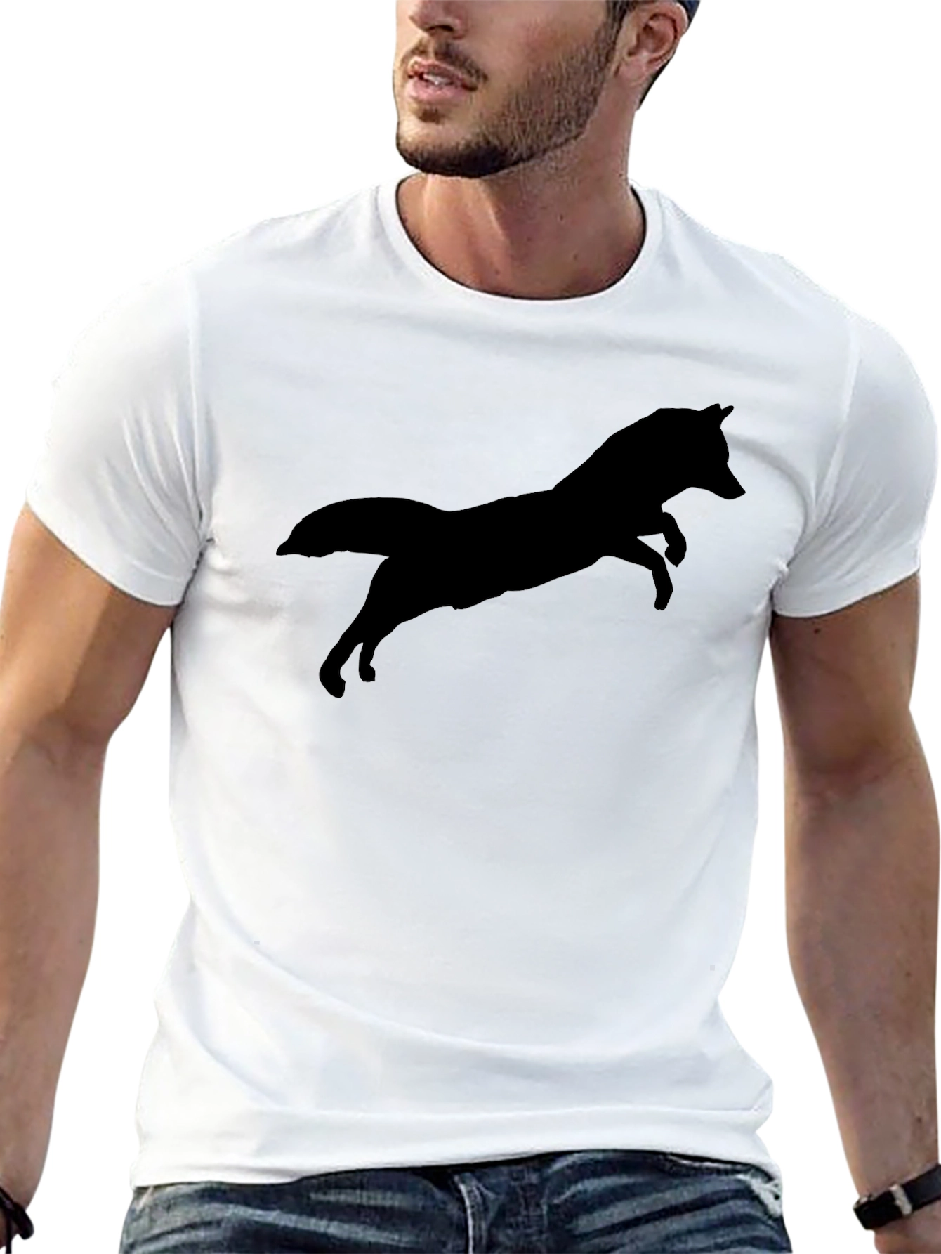 Black Fox Silhouette Mens T-Shirt