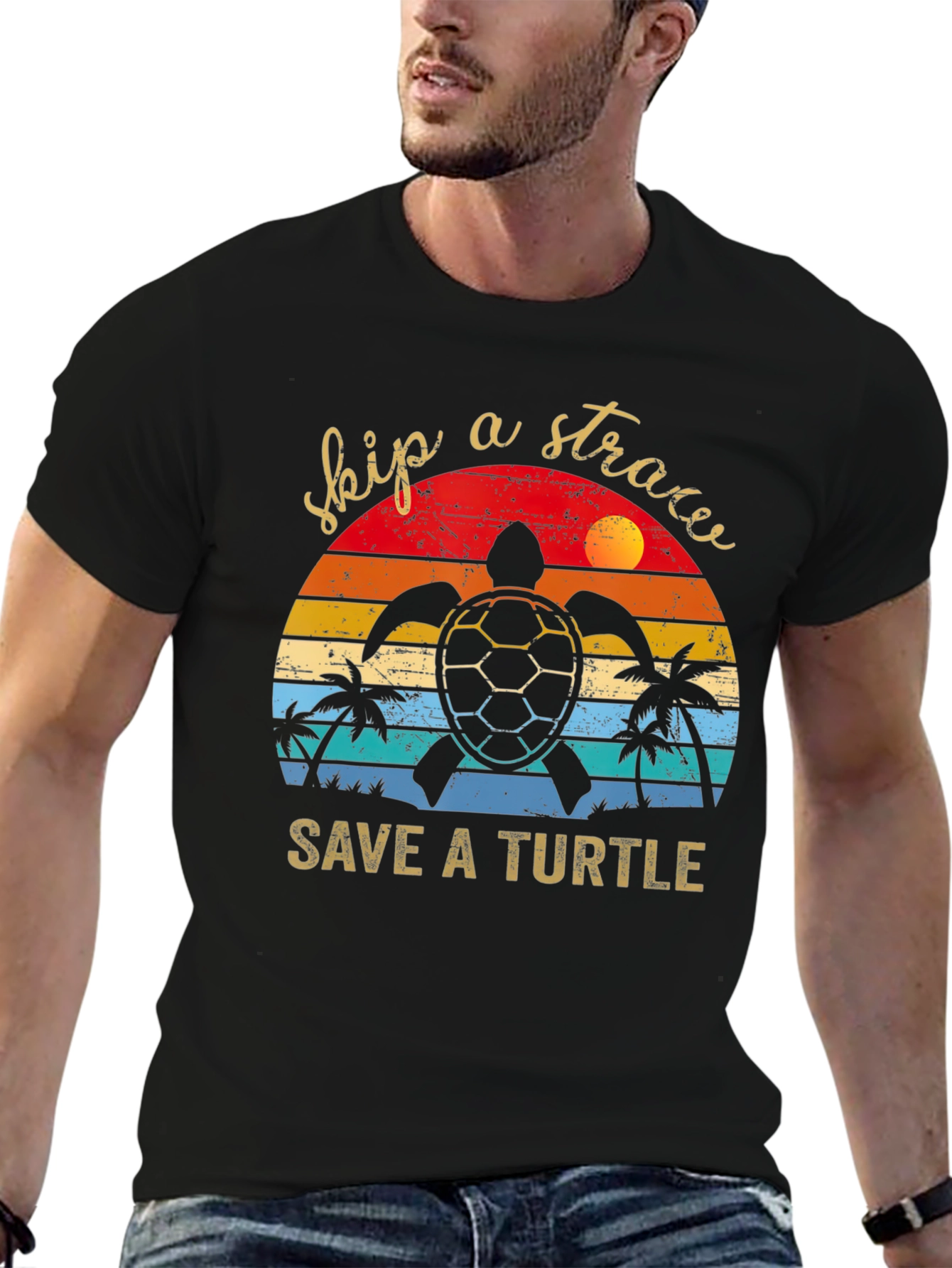 Skip a Straw Save a Turtle Tee