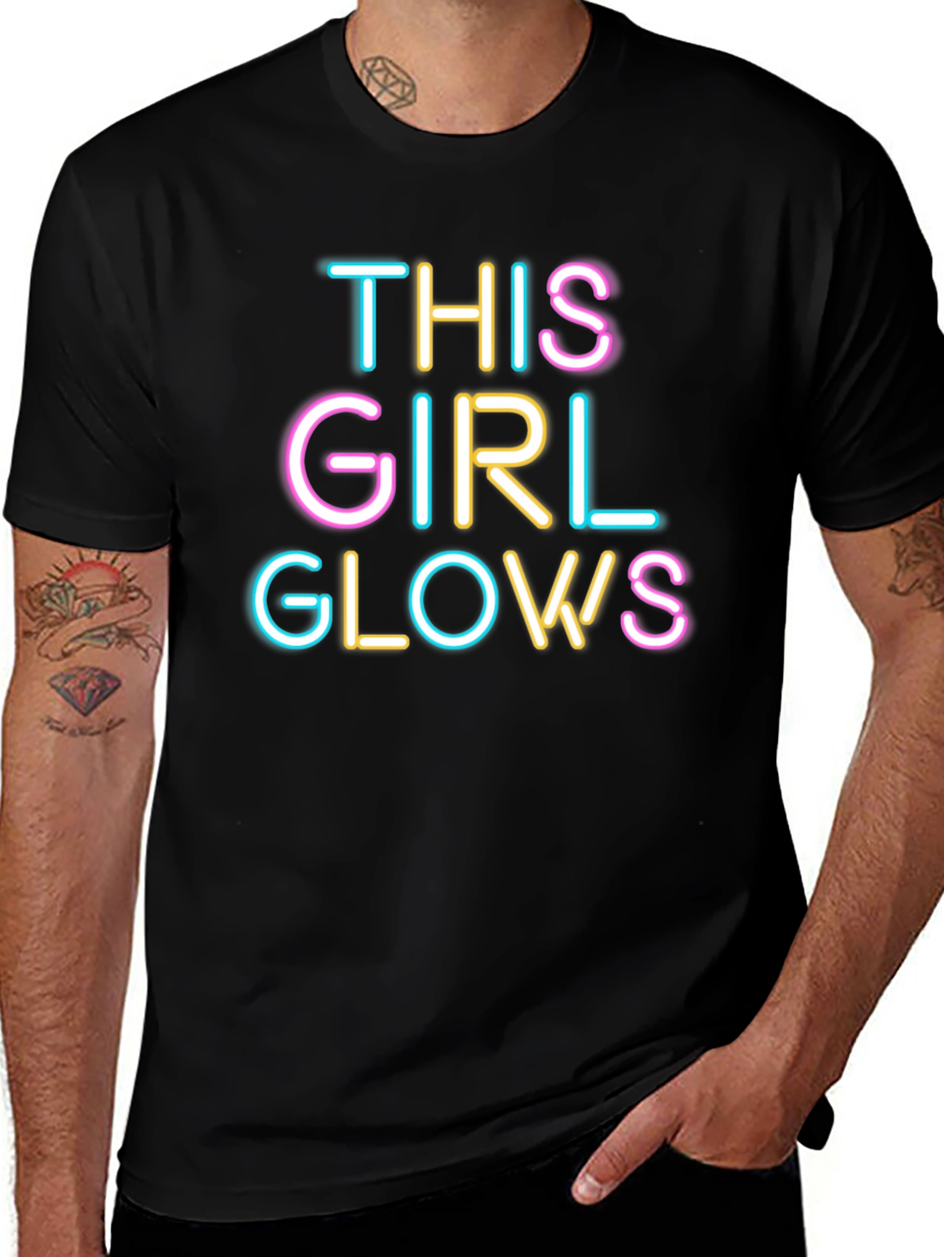 This Girl Glows Black Crew Neck Graphic Tee