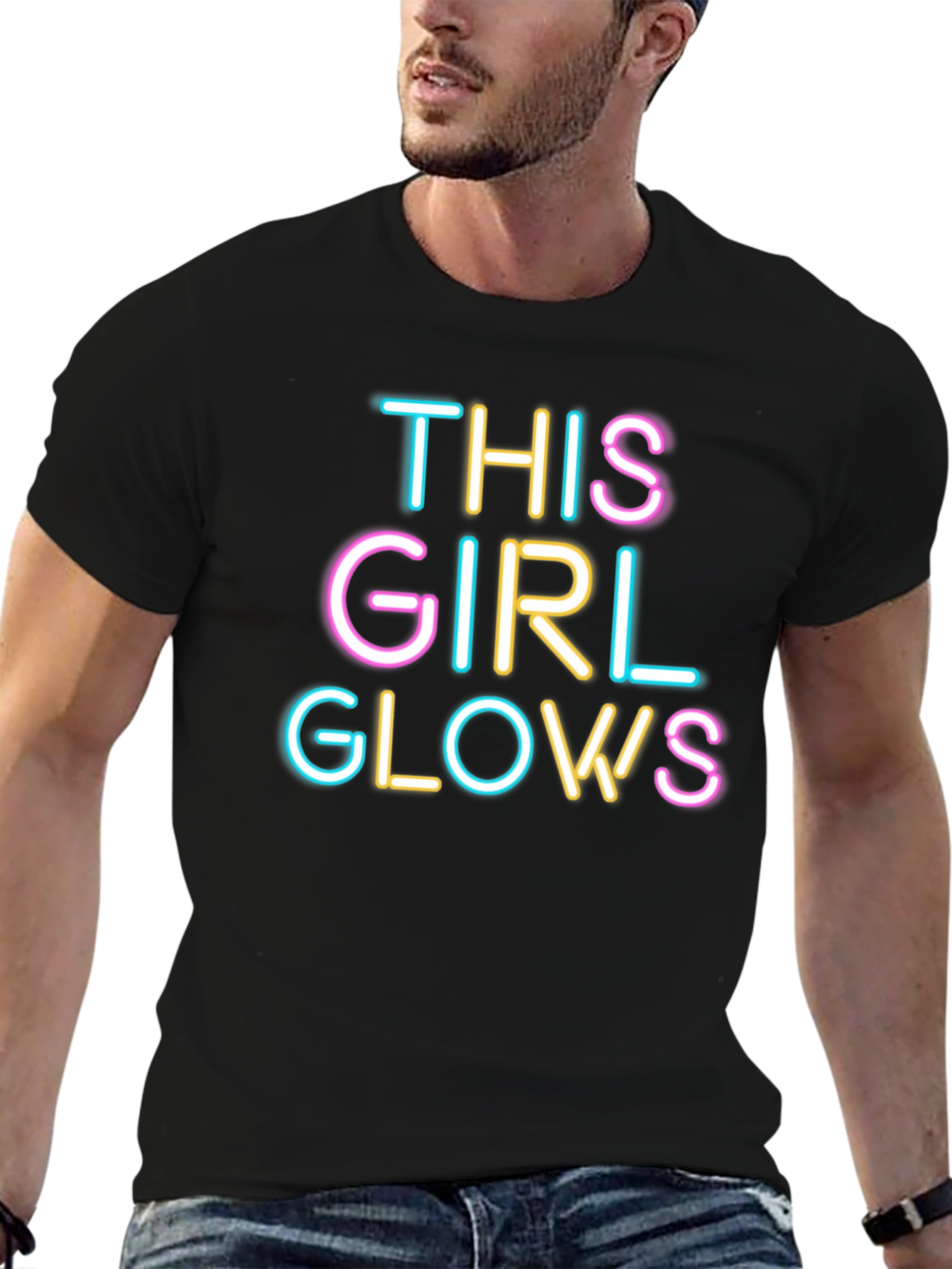 This Girl Glows Black Crew Neck Graphic Tee