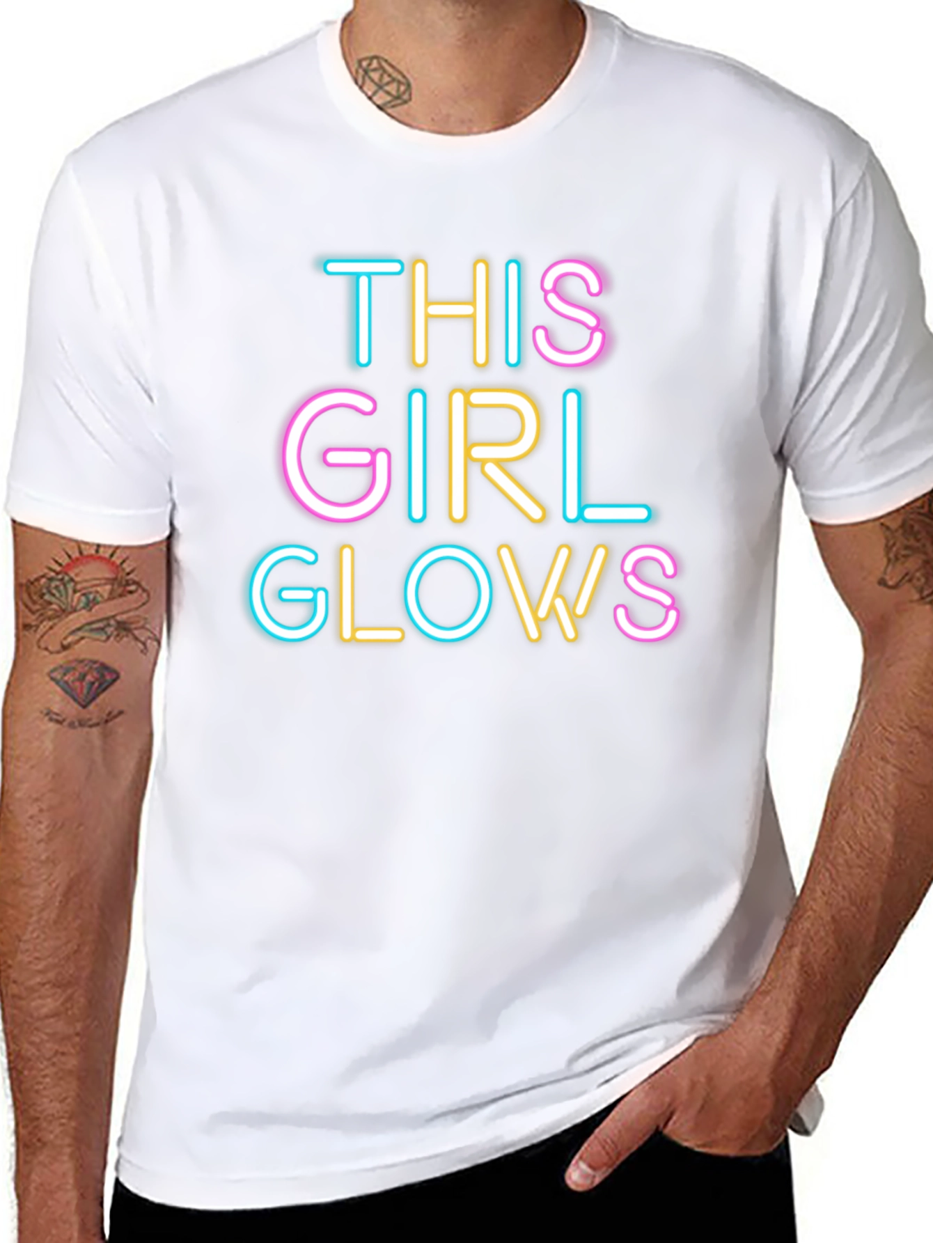 This Girl Glows Black Crew Neck Graphic Tee