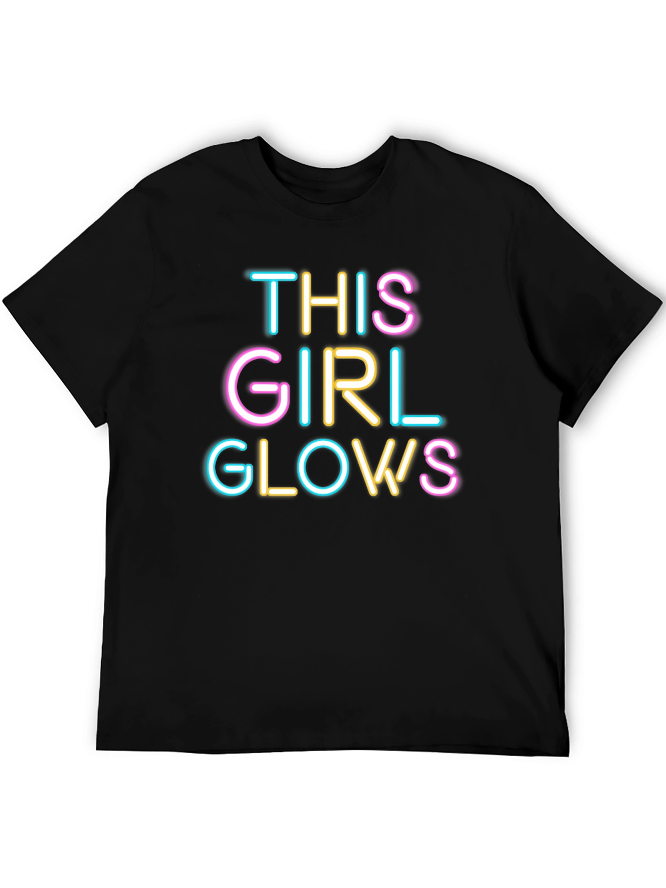 This Girl Glows Black Crew Neck Graphic Tee