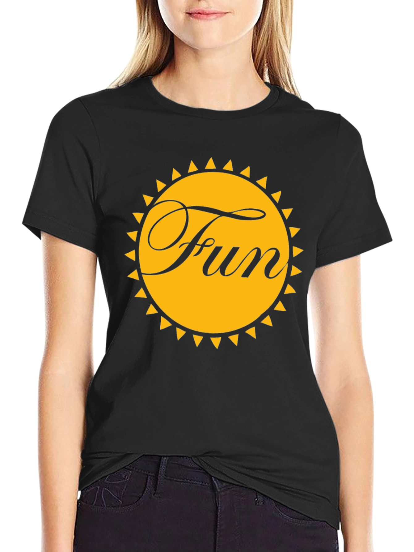 Fun Sun Graphic Tee - Black Cotton T-Shirt