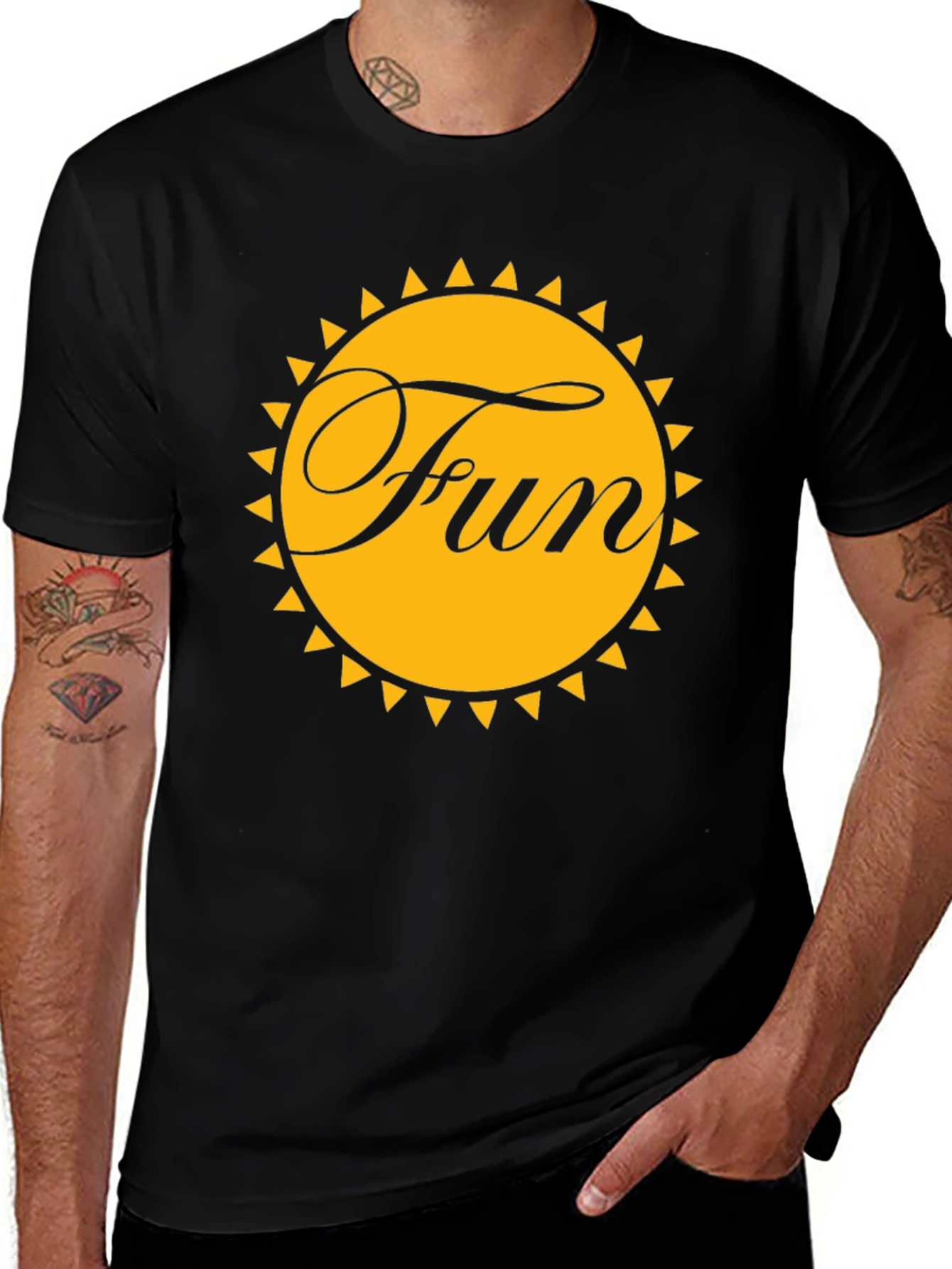 Fun Sun Graphic Tee - Black Cotton T-Shirt