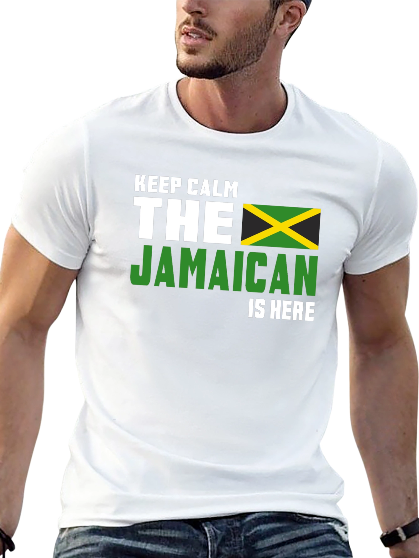 Keep Calm The Jamaican is Here Black T-Shirt