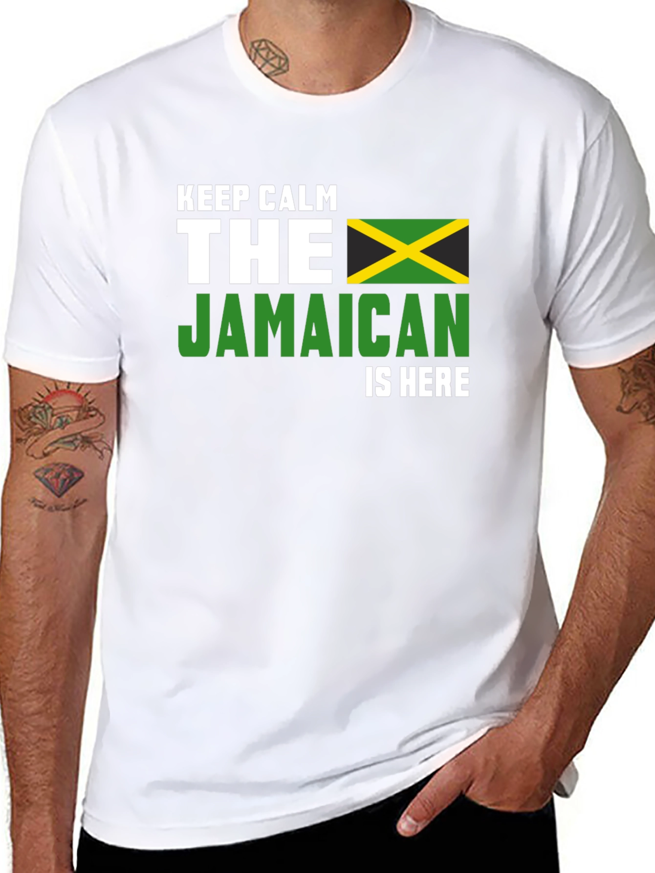 Keep Calm The Jamaican is Here Black T-Shirt