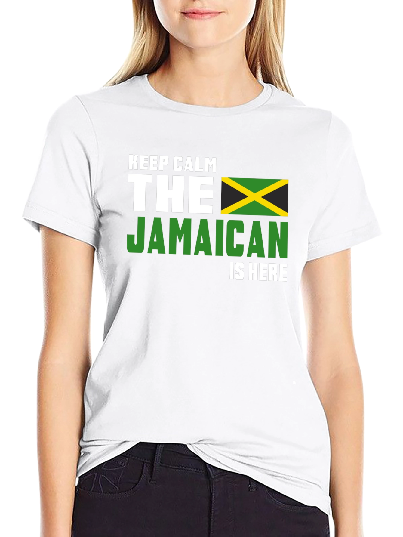 Keep Calm The Jamaican is Here Black T-Shirt