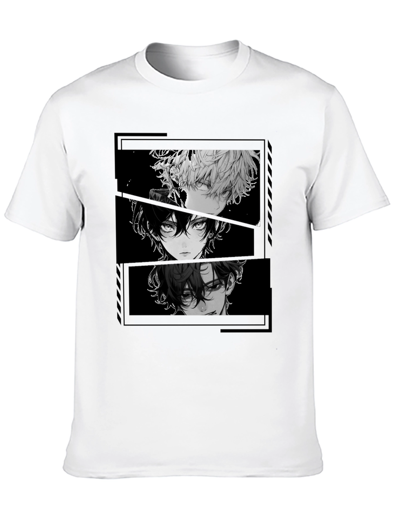 Anime Character Print Black T-Shirt