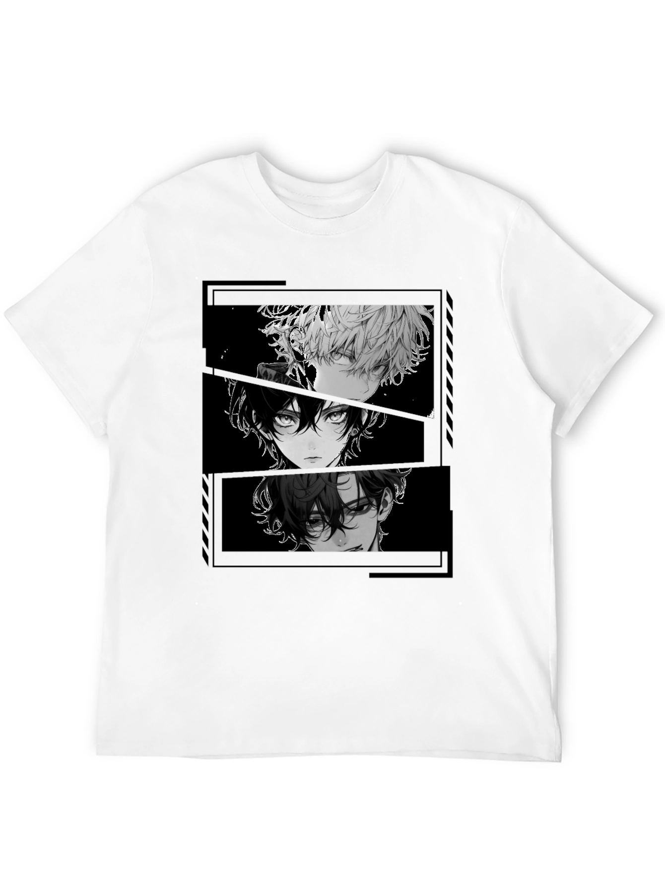 Anime Character Print Black T-Shirt