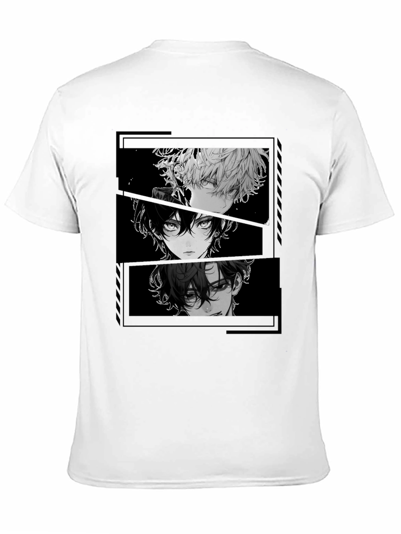 Anime Character Print Black T-Shirt