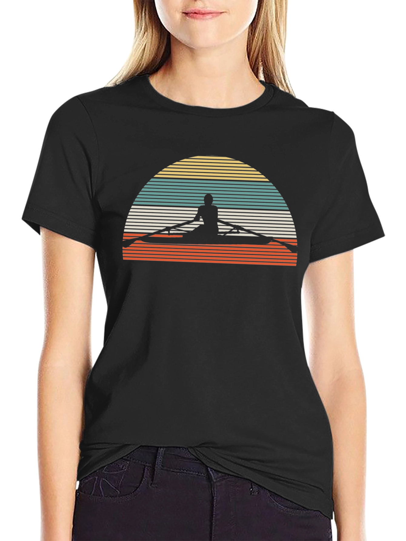 Rowing Silhouette Retro T-Shirt