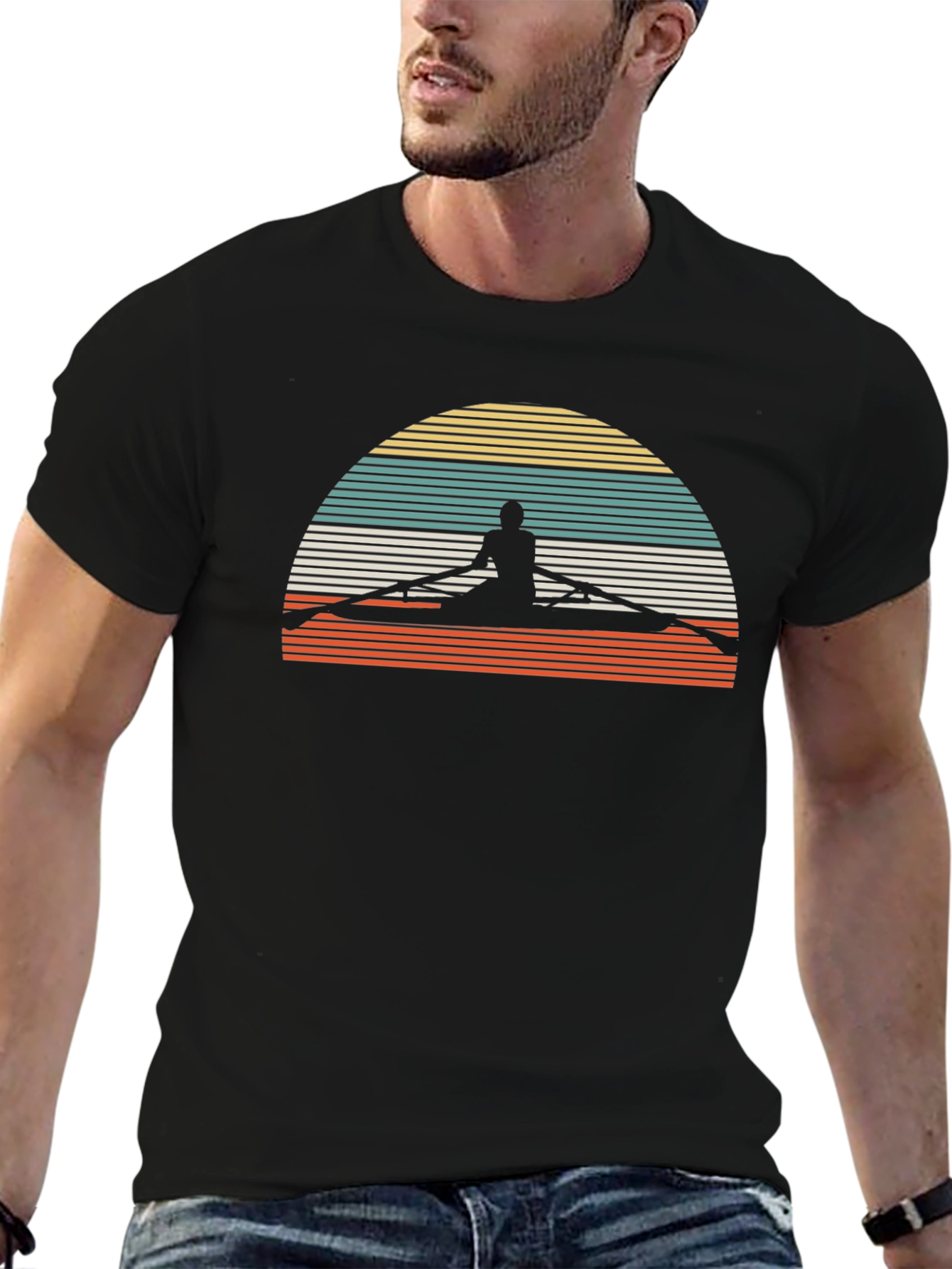 Rowing Silhouette Retro T-Shirt