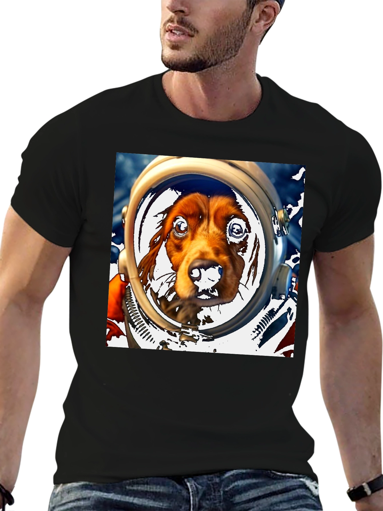 Dog Astronaut Graphic Tee - Space Dog Lover T-Shirt