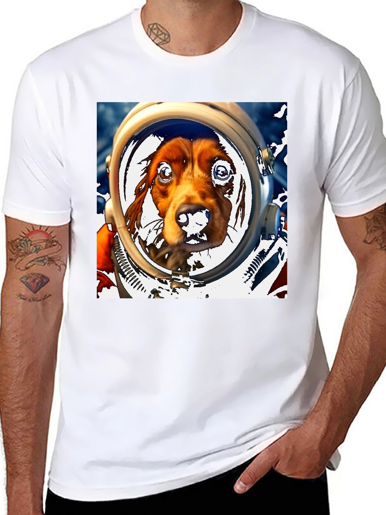Dog Astronaut Graphic Tee - Space Dog Lover T-Shirt