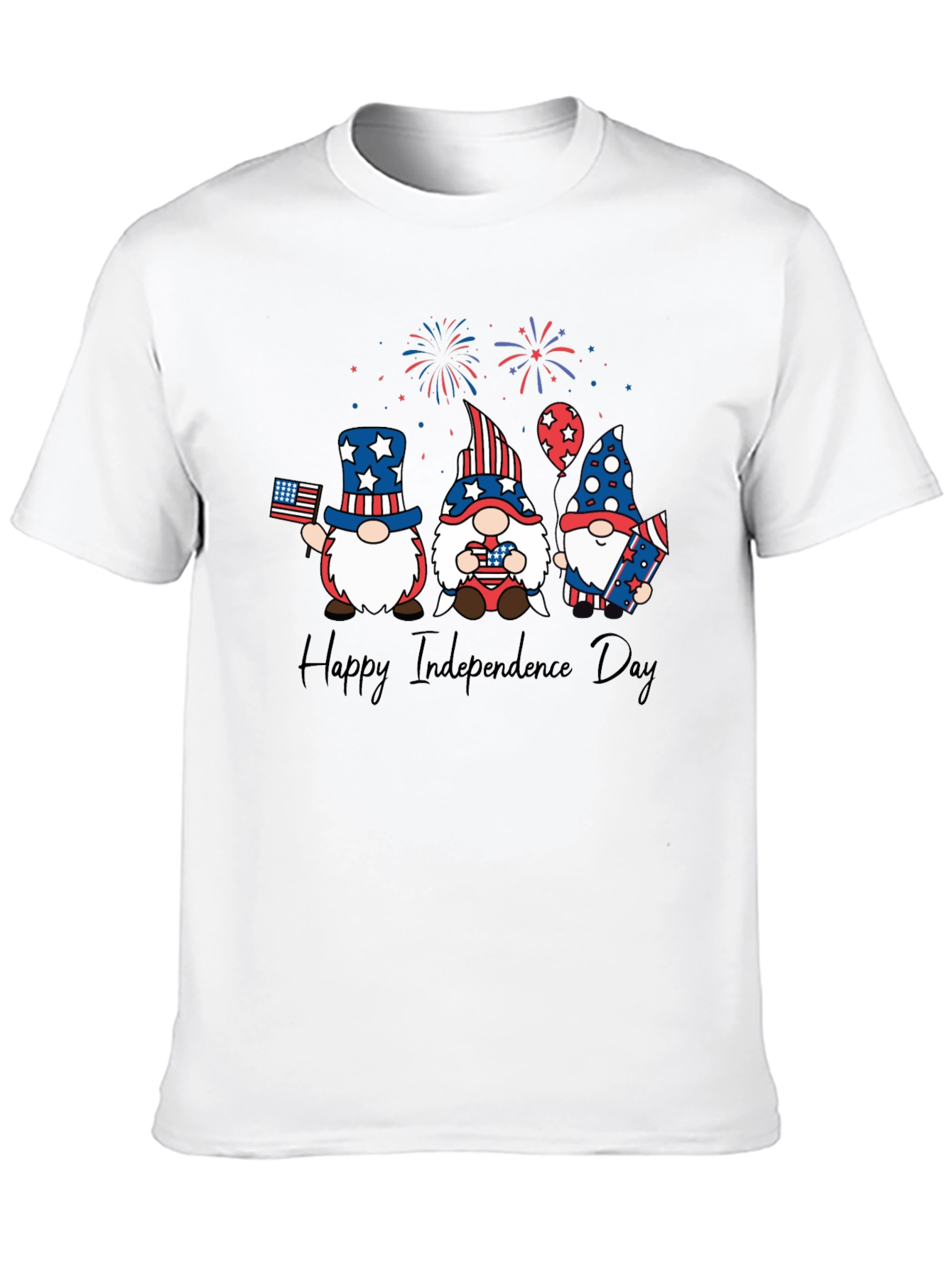 Patriotic Gnome Independence Day Black T-Shirt