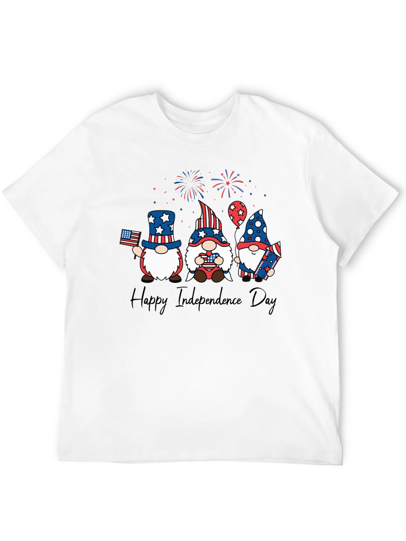 Patriotic Gnome Independence Day Black T-Shirt