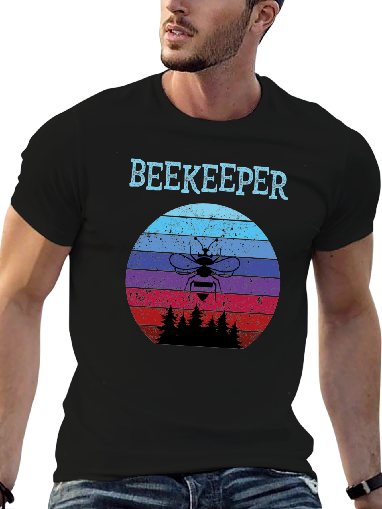 Beekeeper Sunset T-Shirt - Retro Bee Keeper Tee