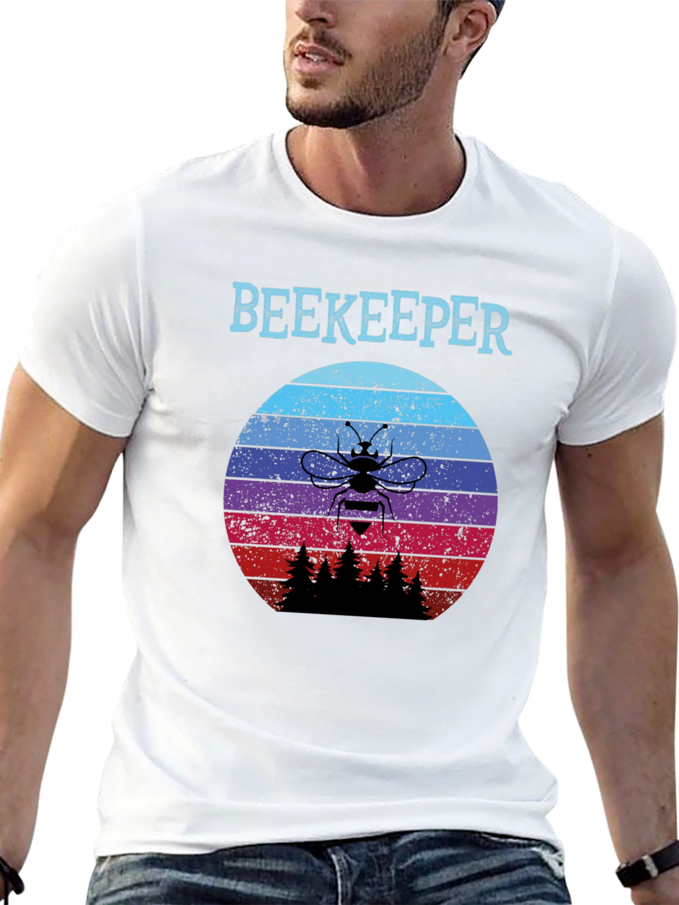 Beekeeper Sunset T-Shirt - Retro Bee Keeper Tee