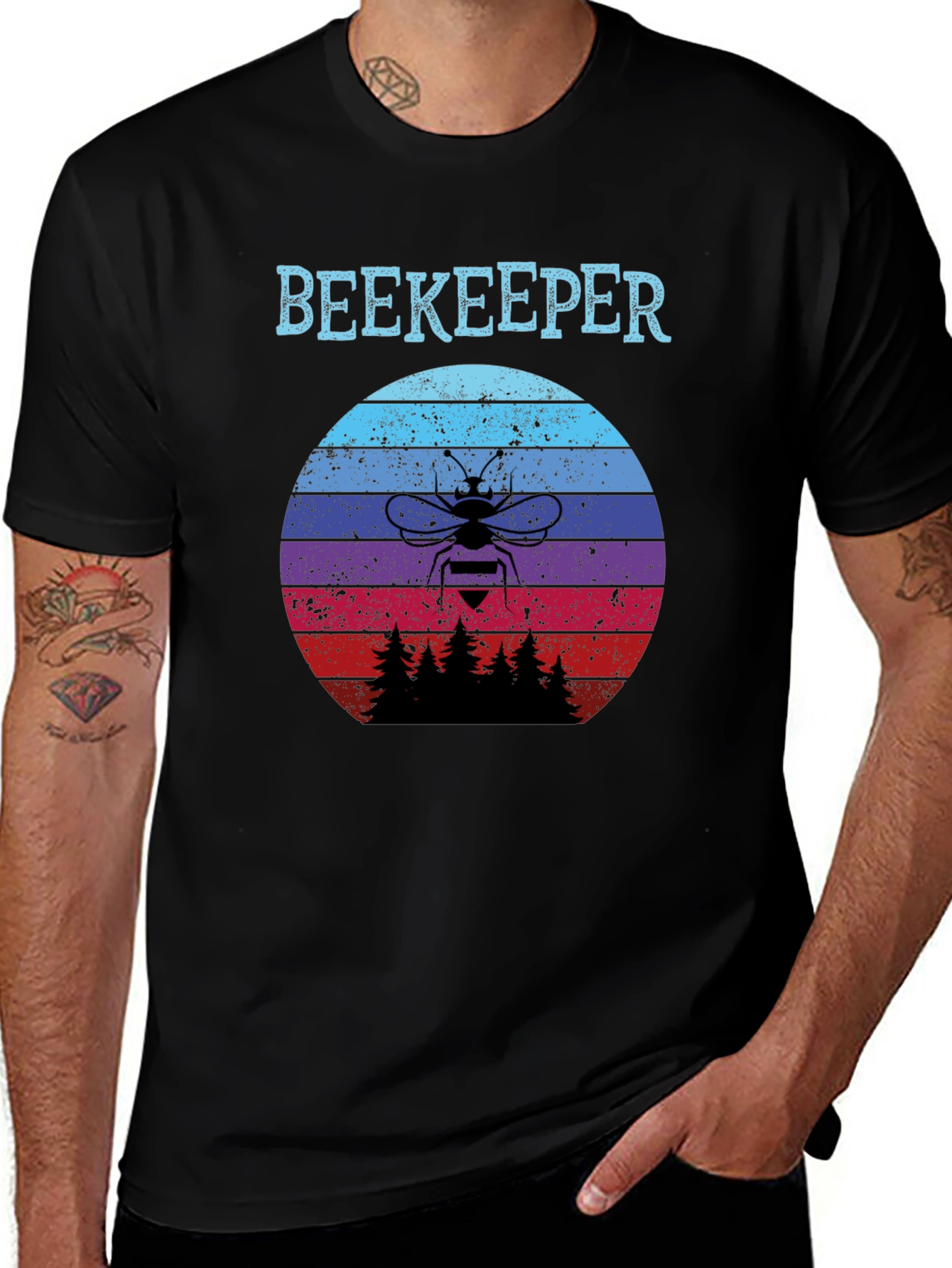 Beekeeper Sunset T-Shirt - Retro Bee Keeper Tee