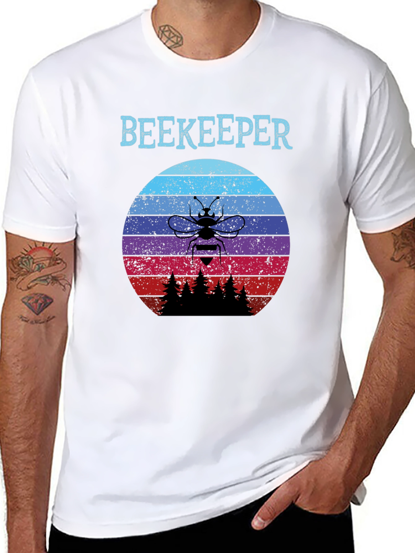 Beekeeper Sunset T-Shirt - Retro Bee Keeper Tee