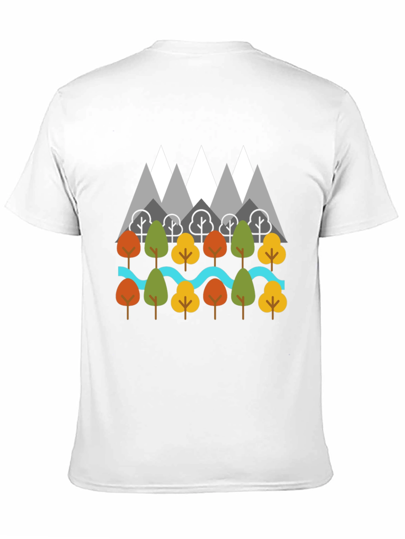 Nature Graphic T-Shirt - Mountains Trees River Design