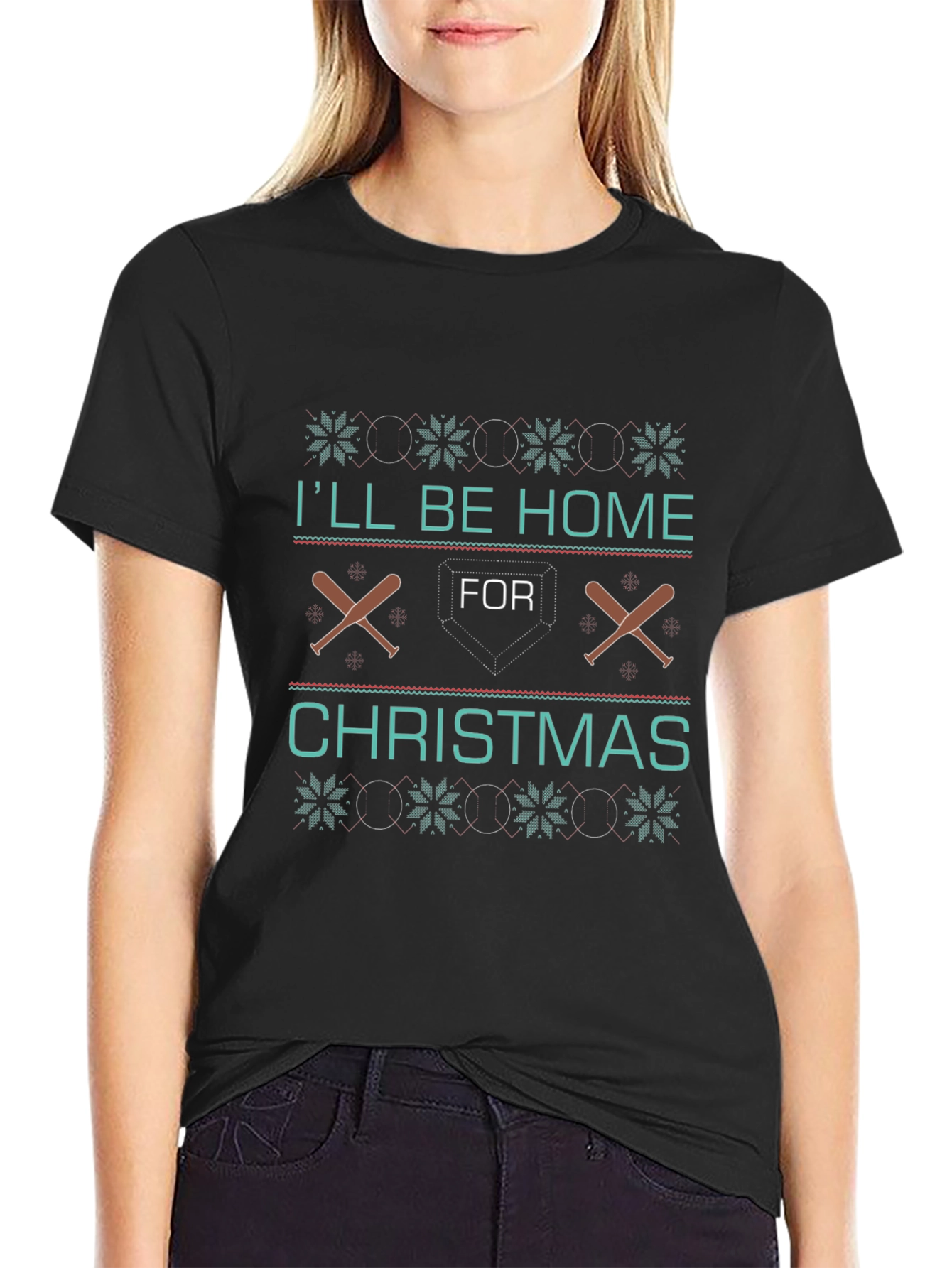 Ill Be Home For Christmas Baseball T-Shirt