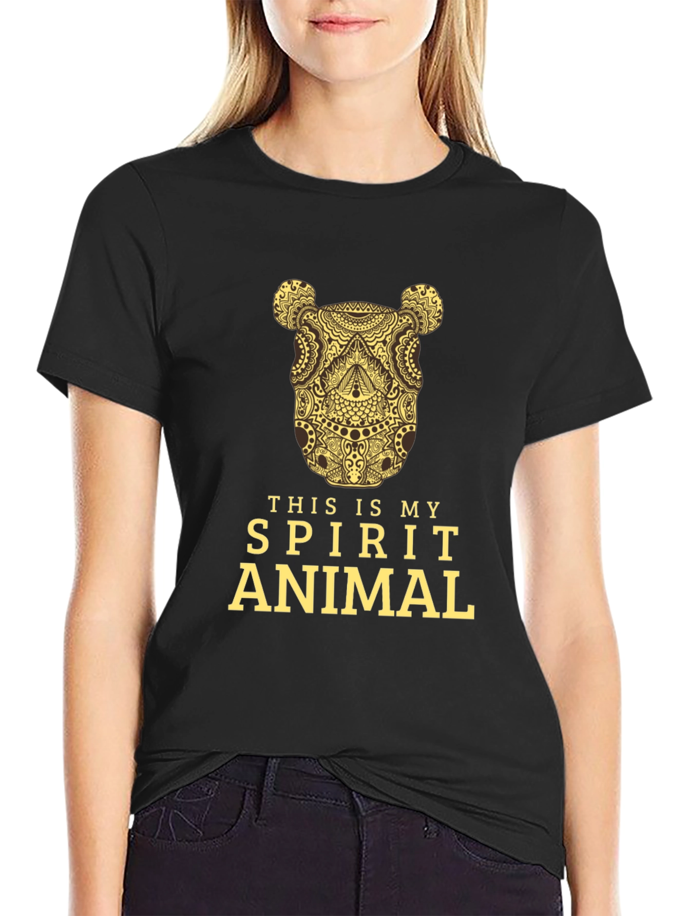 Spirit Animal Graphic Tee - Black Cotton T-Shirt