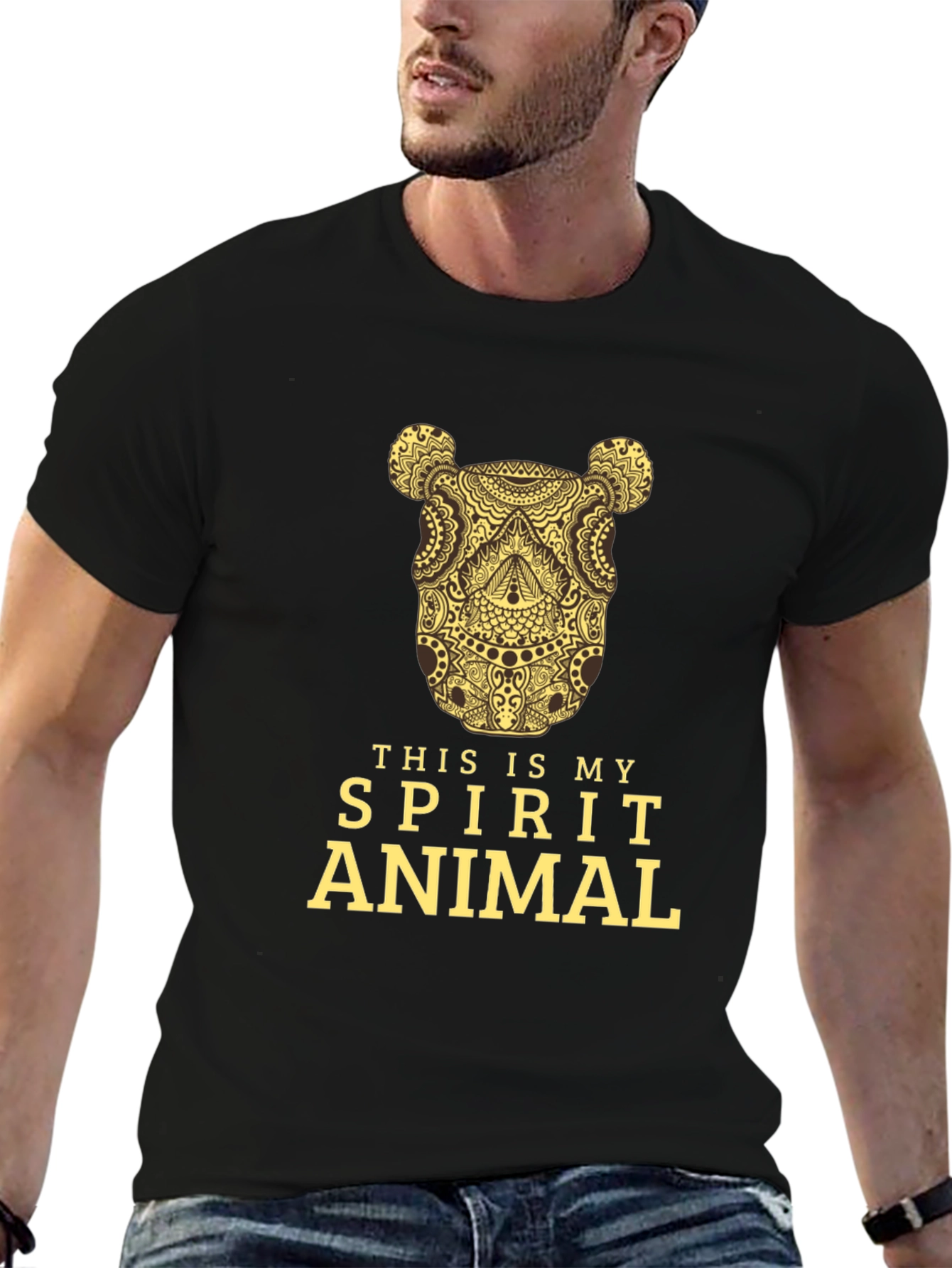 Spirit Animal Graphic Tee - Black Cotton T-Shirt