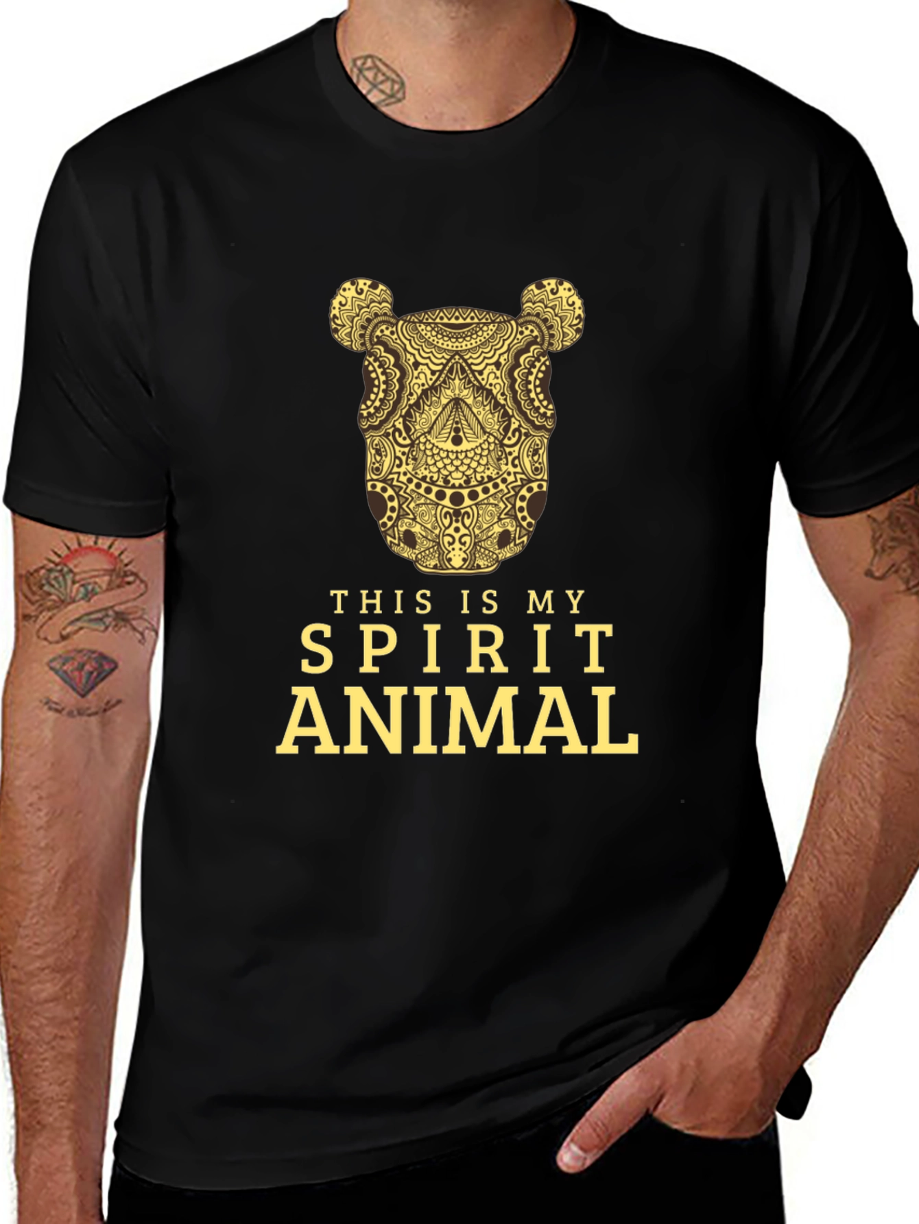 Spirit Animal Graphic Tee - Black Cotton T-Shirt