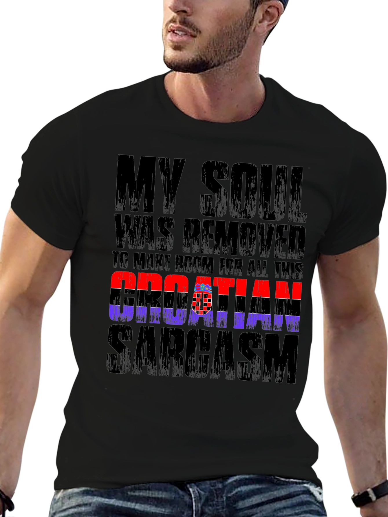 Croatian Sarcasm Graphic Tee - Black