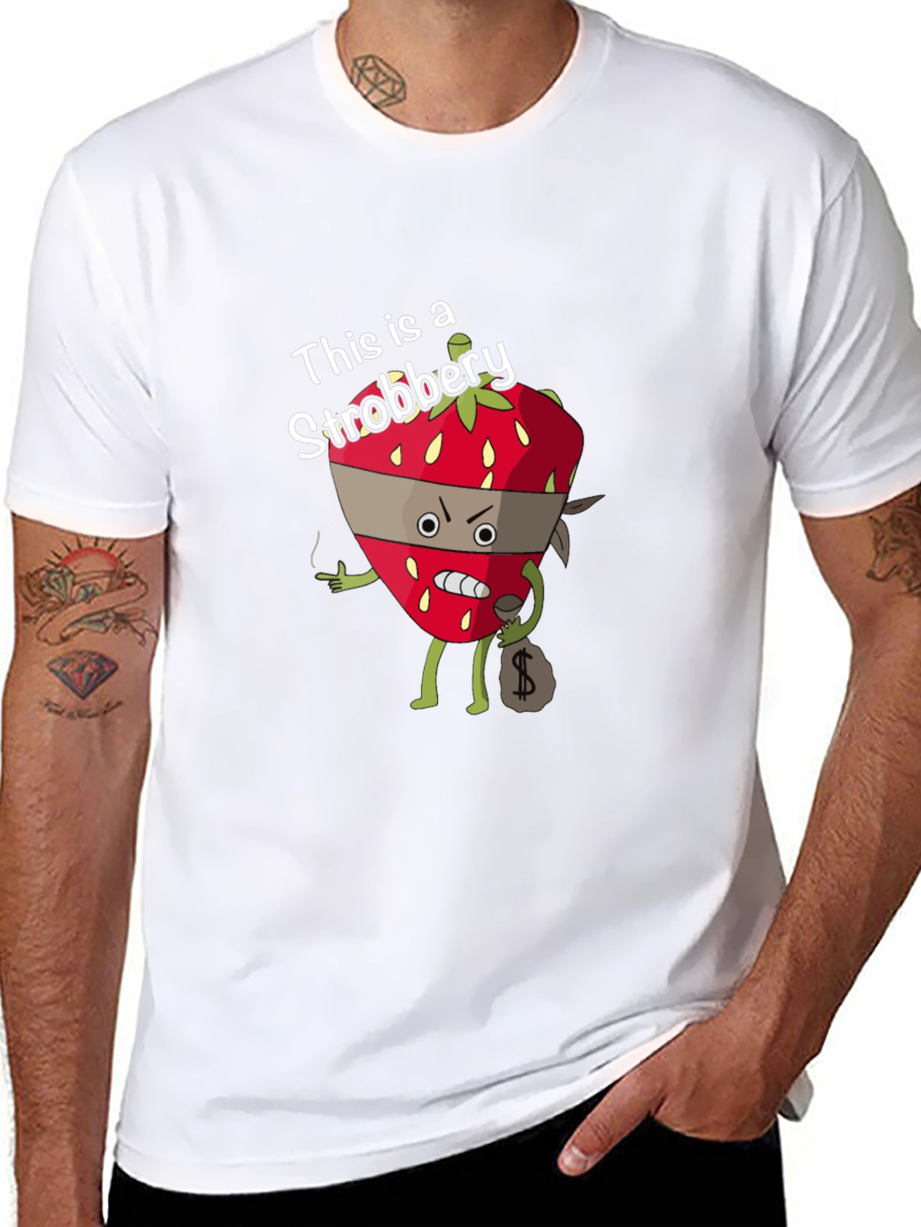 Strobbery T-Shirt - Funny Strawberry Robber Design