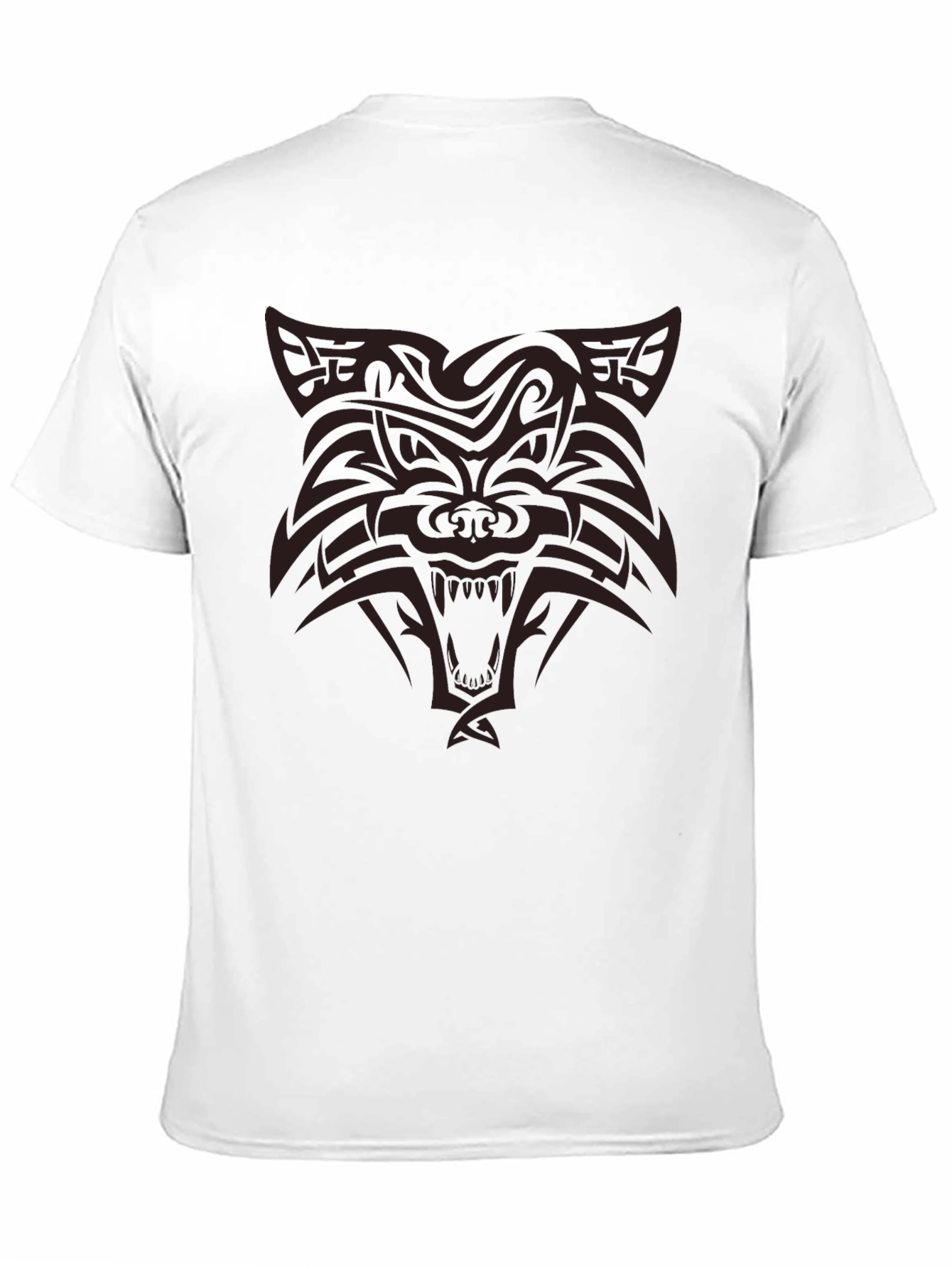 Tribal Wolf Graphic Print Black T-Shirt