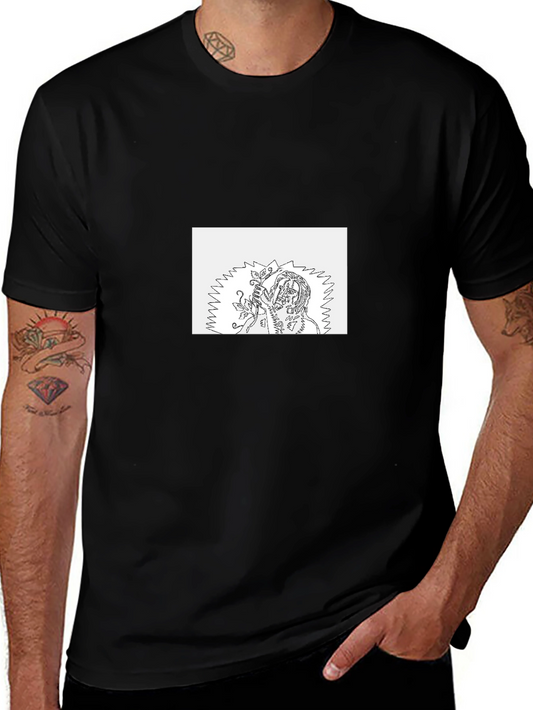 Black Tee with Unique Graphic Print