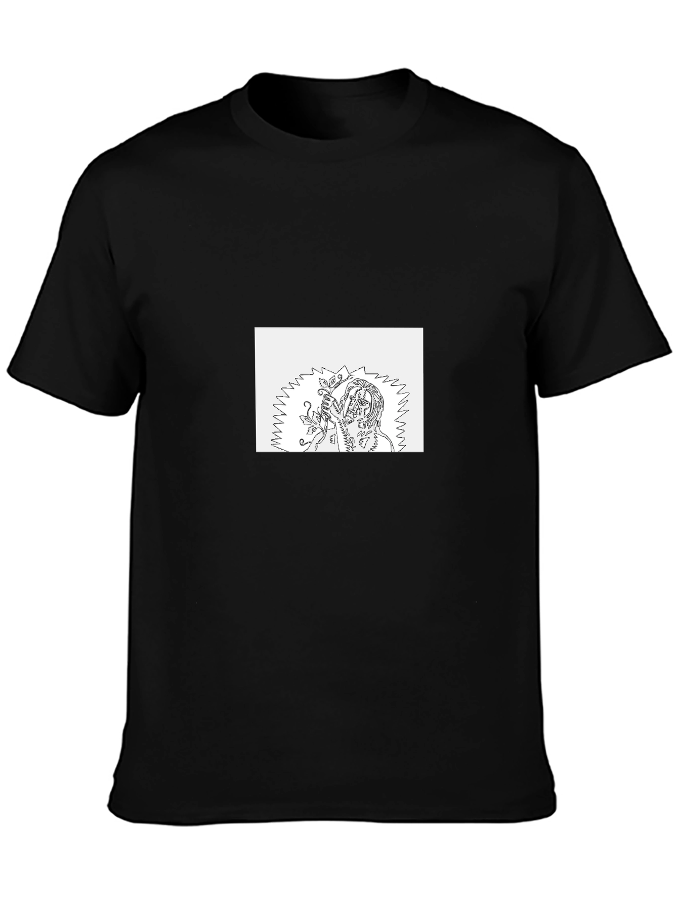 Black Tee with Unique Graphic Print