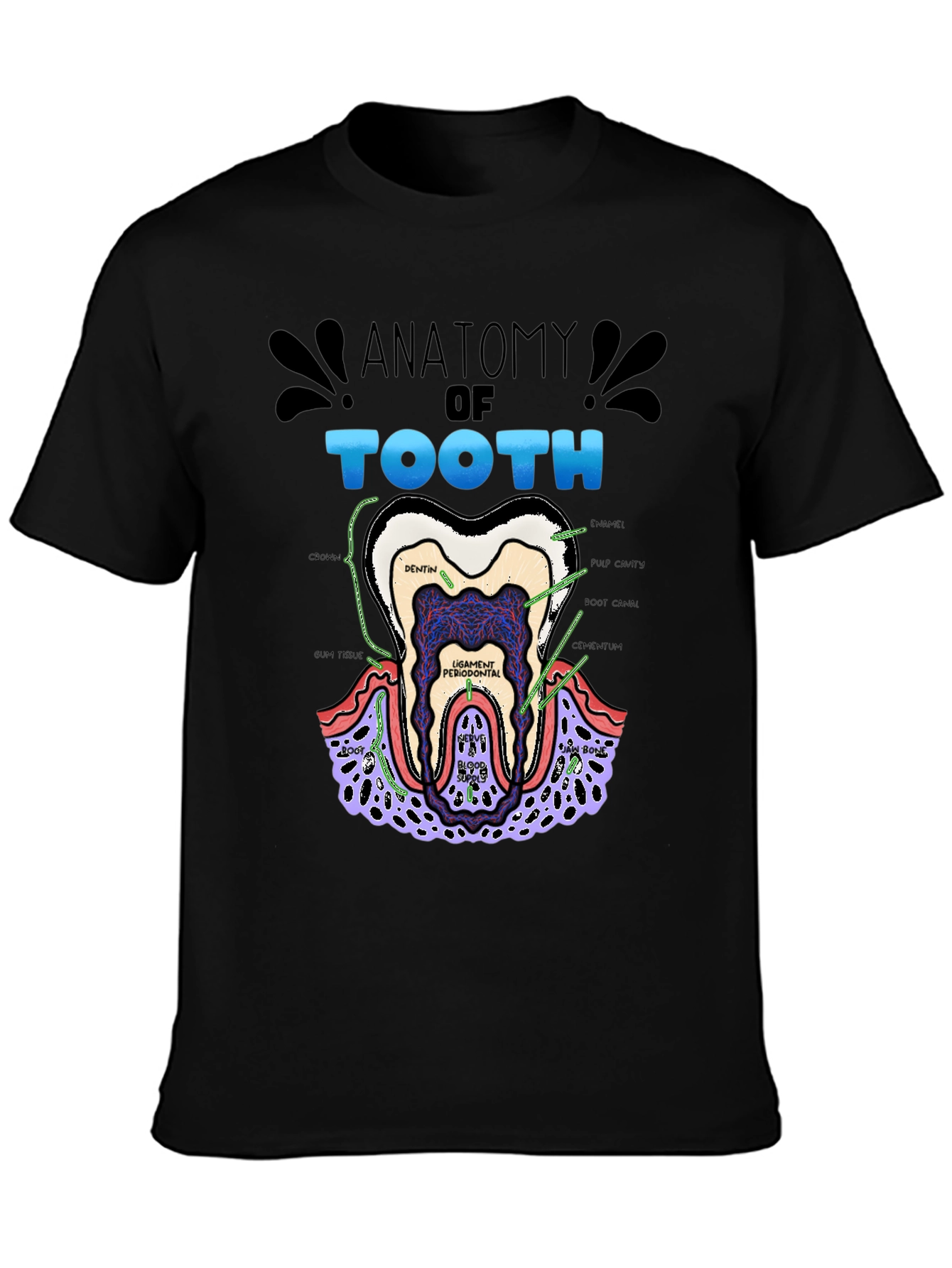 Anatomy of a Tooth Black T-Shirt