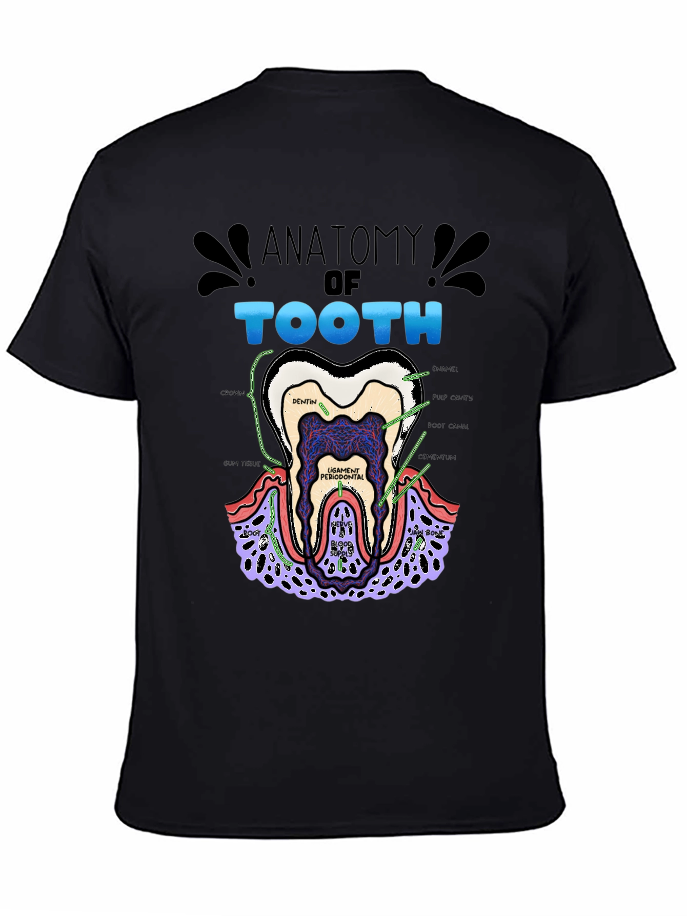 Anatomy of a Tooth Black T-Shirt