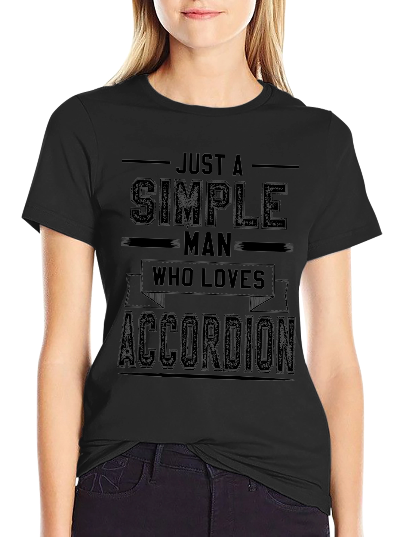 Simple Man Accordion T-Shirt - Black