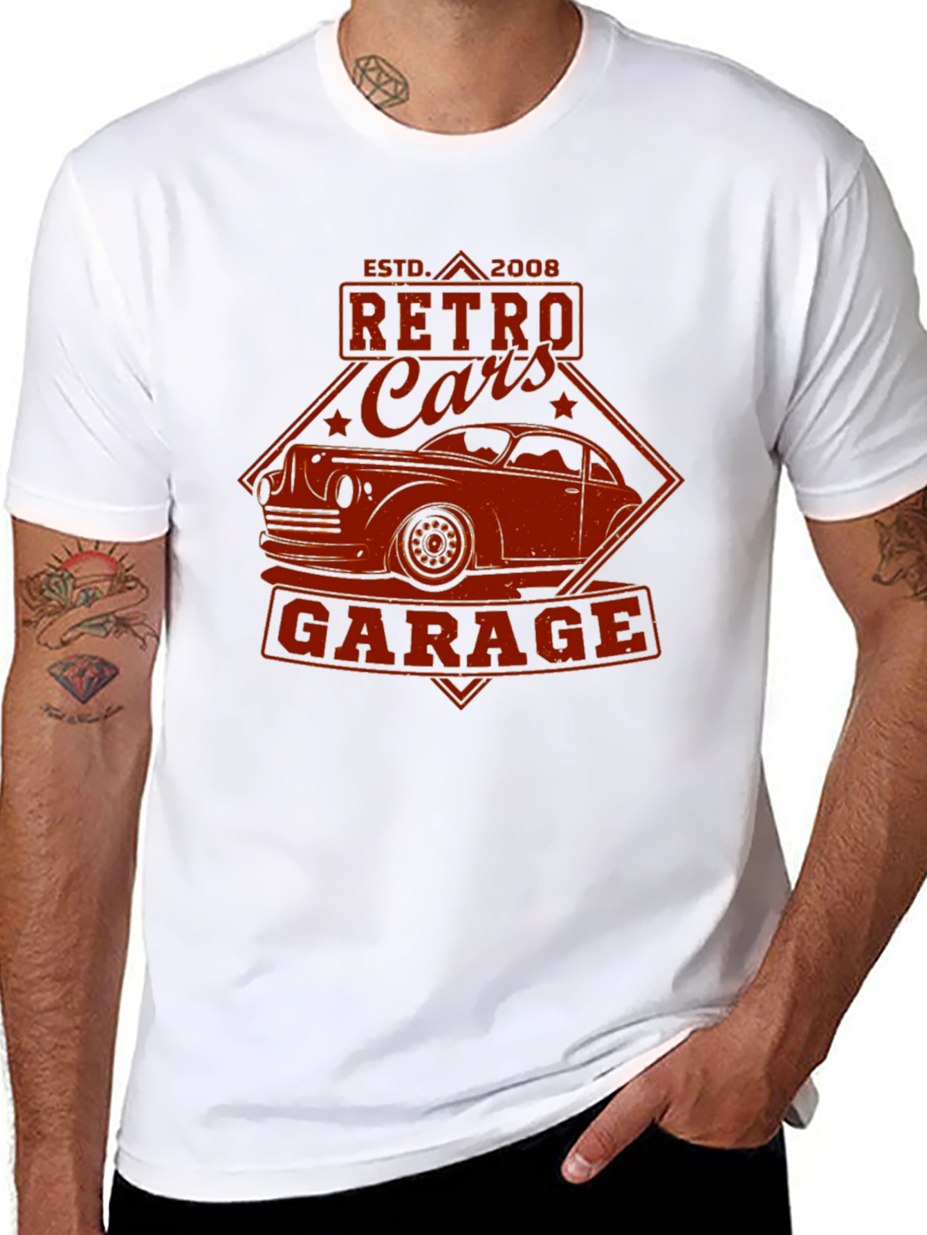Retro Cars Garage T-Shirt - Classic Car Design