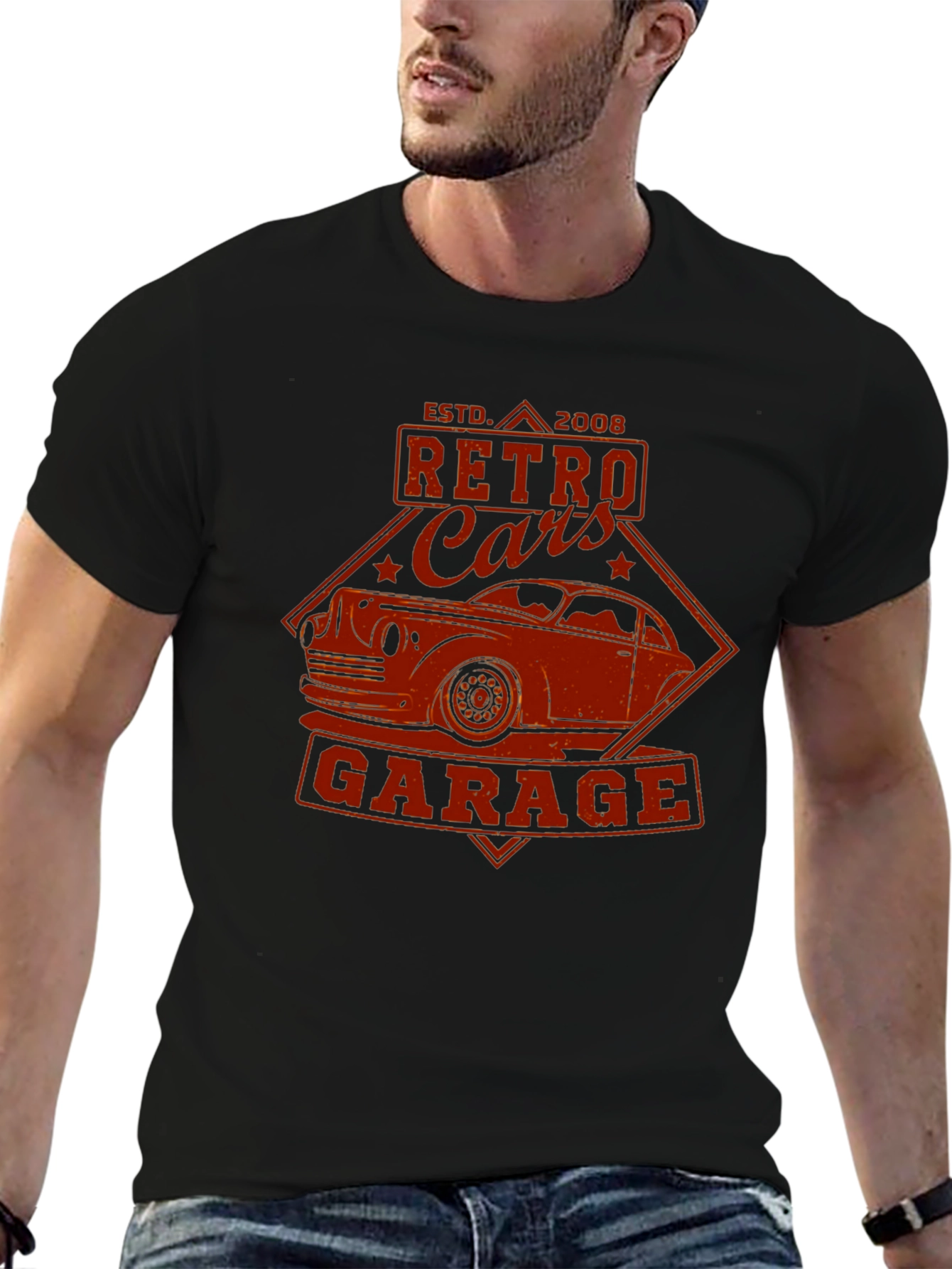 Retro Cars Garage T-Shirt - Classic Car Design