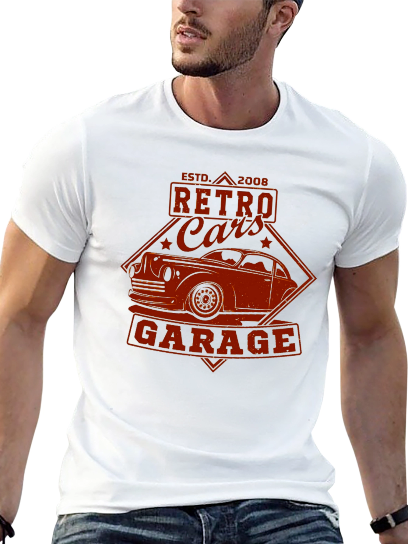Retro Cars Garage T-Shirt - Classic Car Design