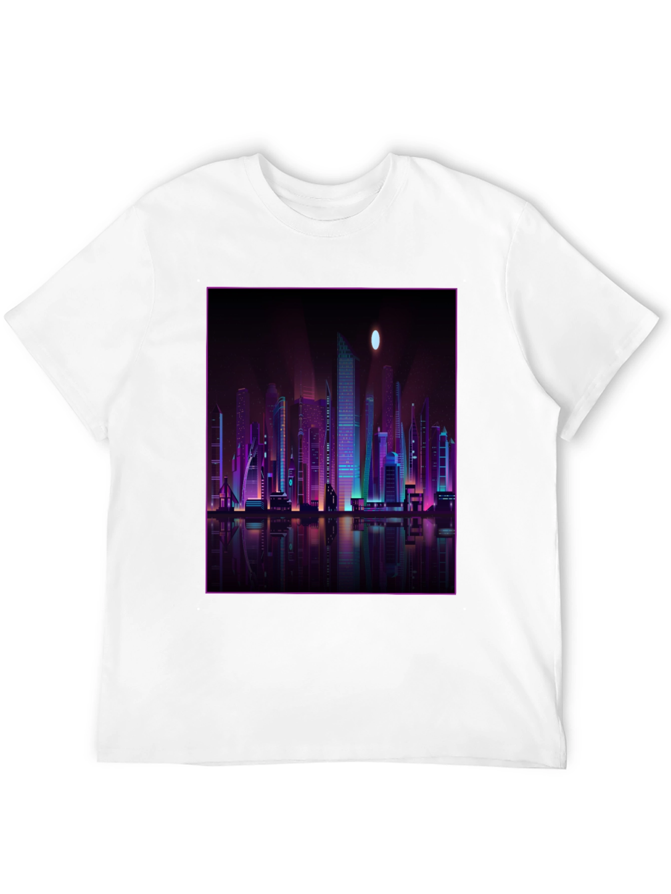 Cyberpunk Cityscape Graphic Tee - Black