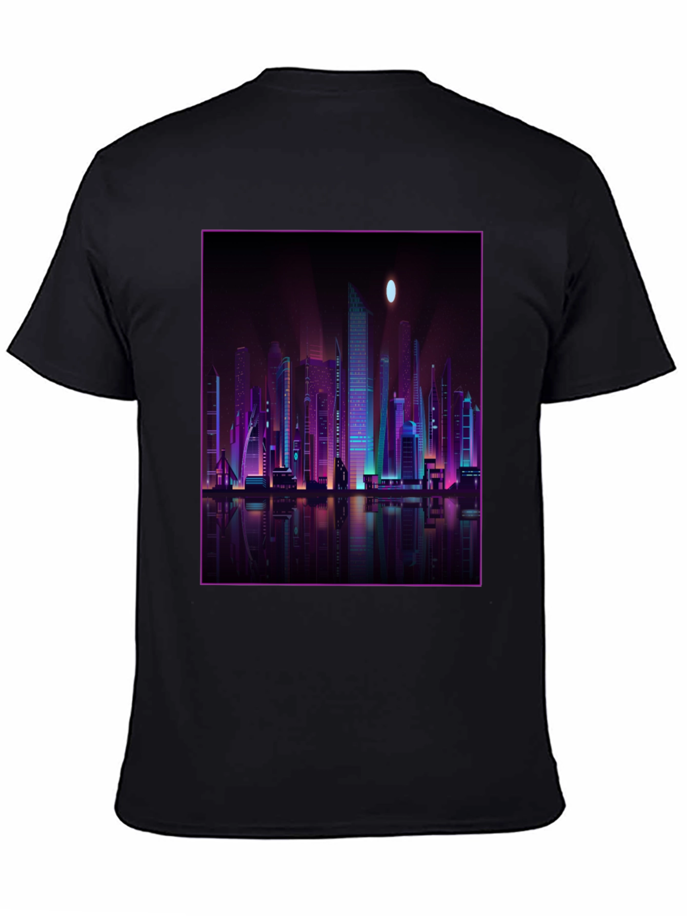 Cyberpunk Cityscape Graphic Tee - Black