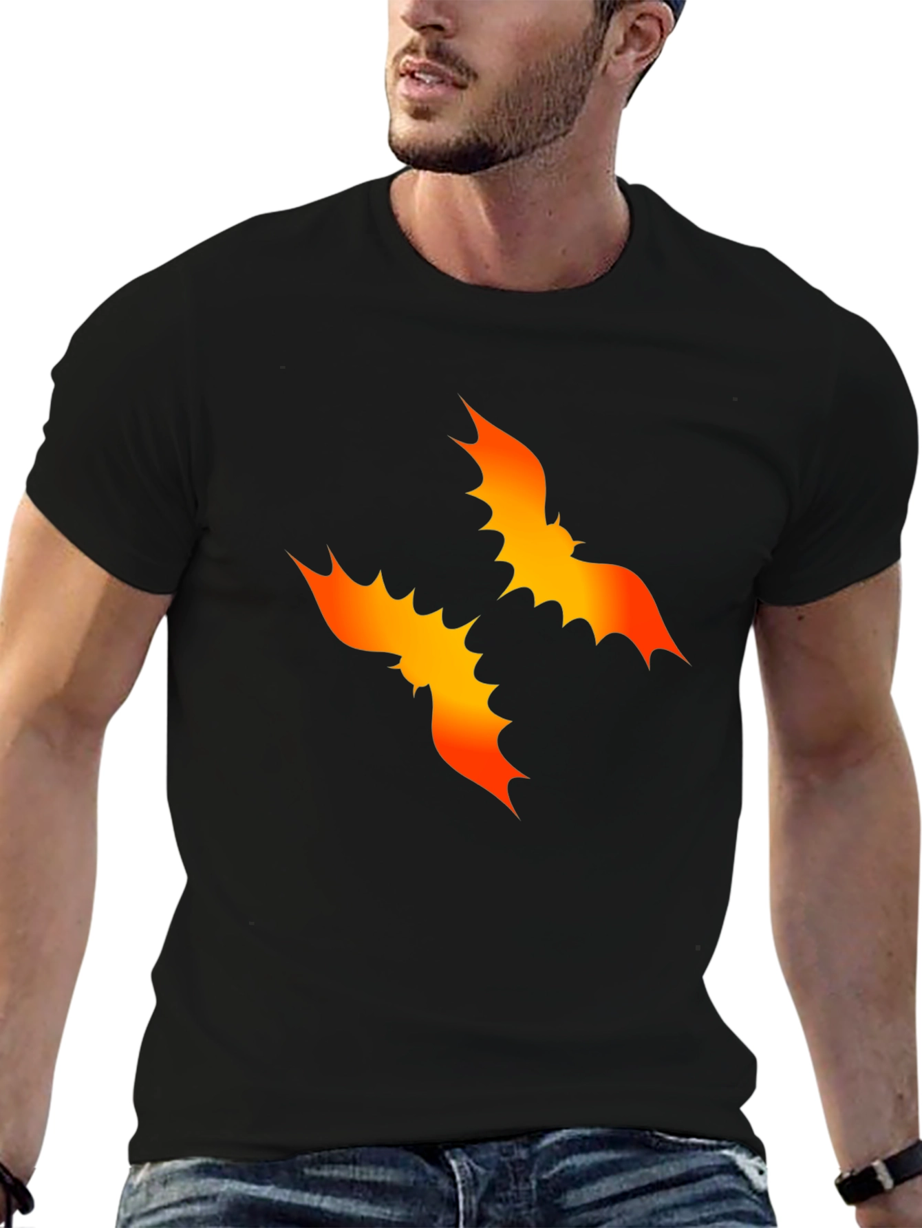 Bat Graphic Black Tee - Halloween Style
