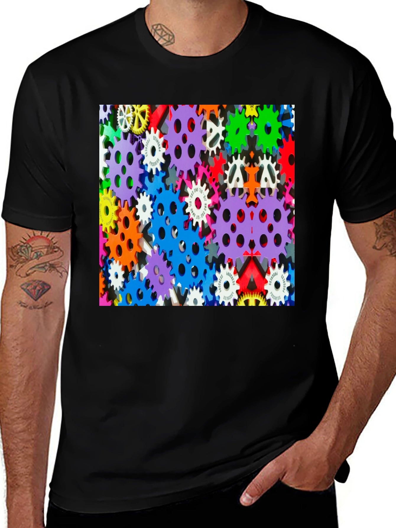 Colorful Gears Graphic T-Shirt
