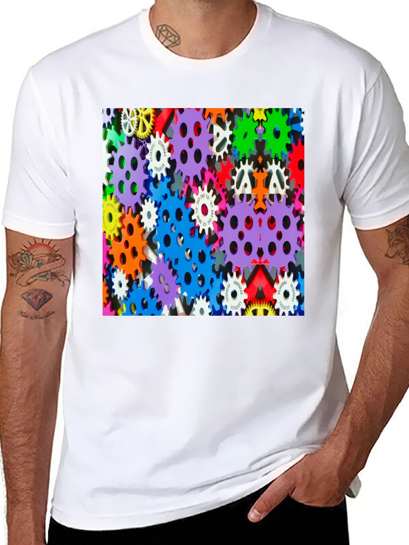 Colorful Gears Graphic T-Shirt
